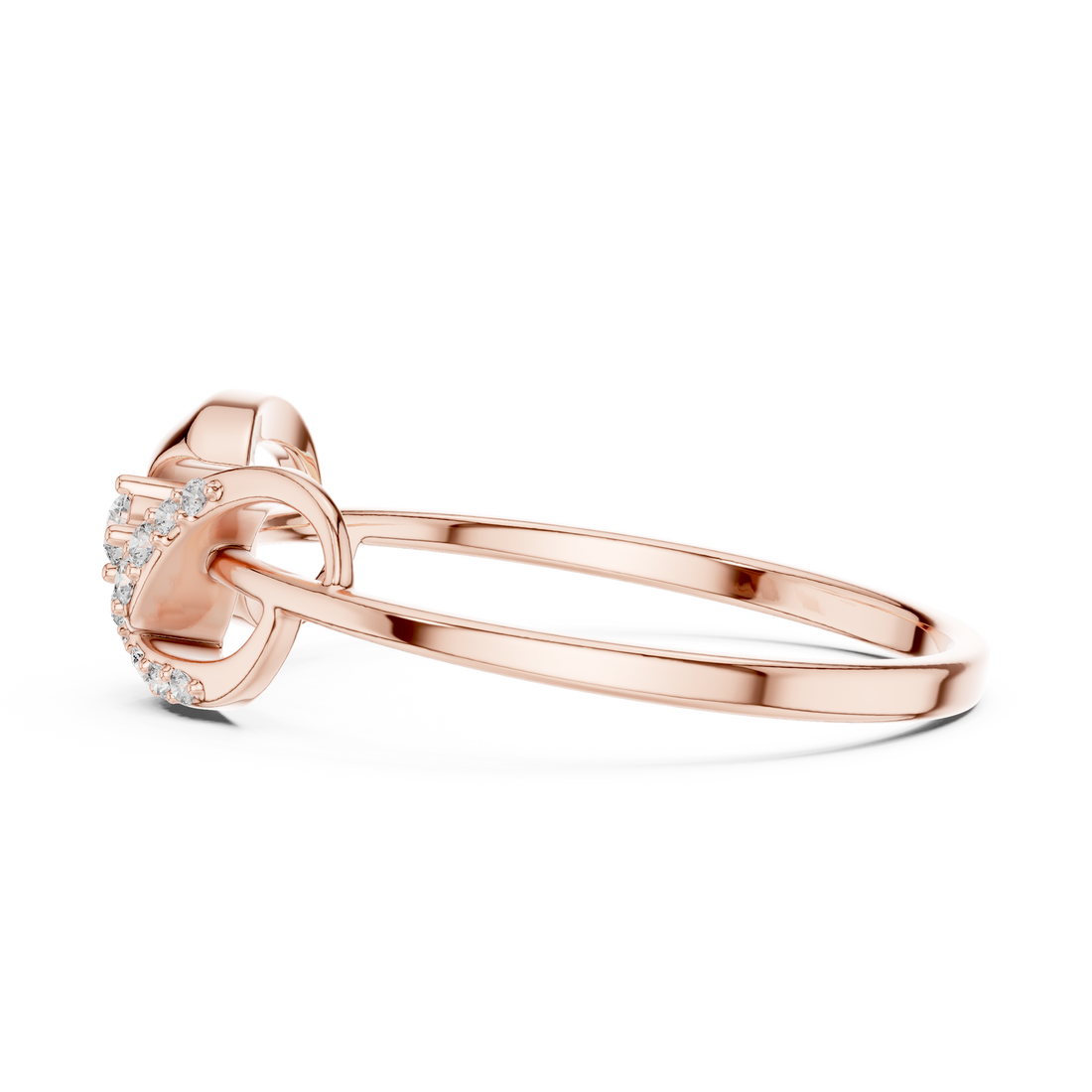 Elegant Rose Gold Diamond Ring – Modern Leaf Design