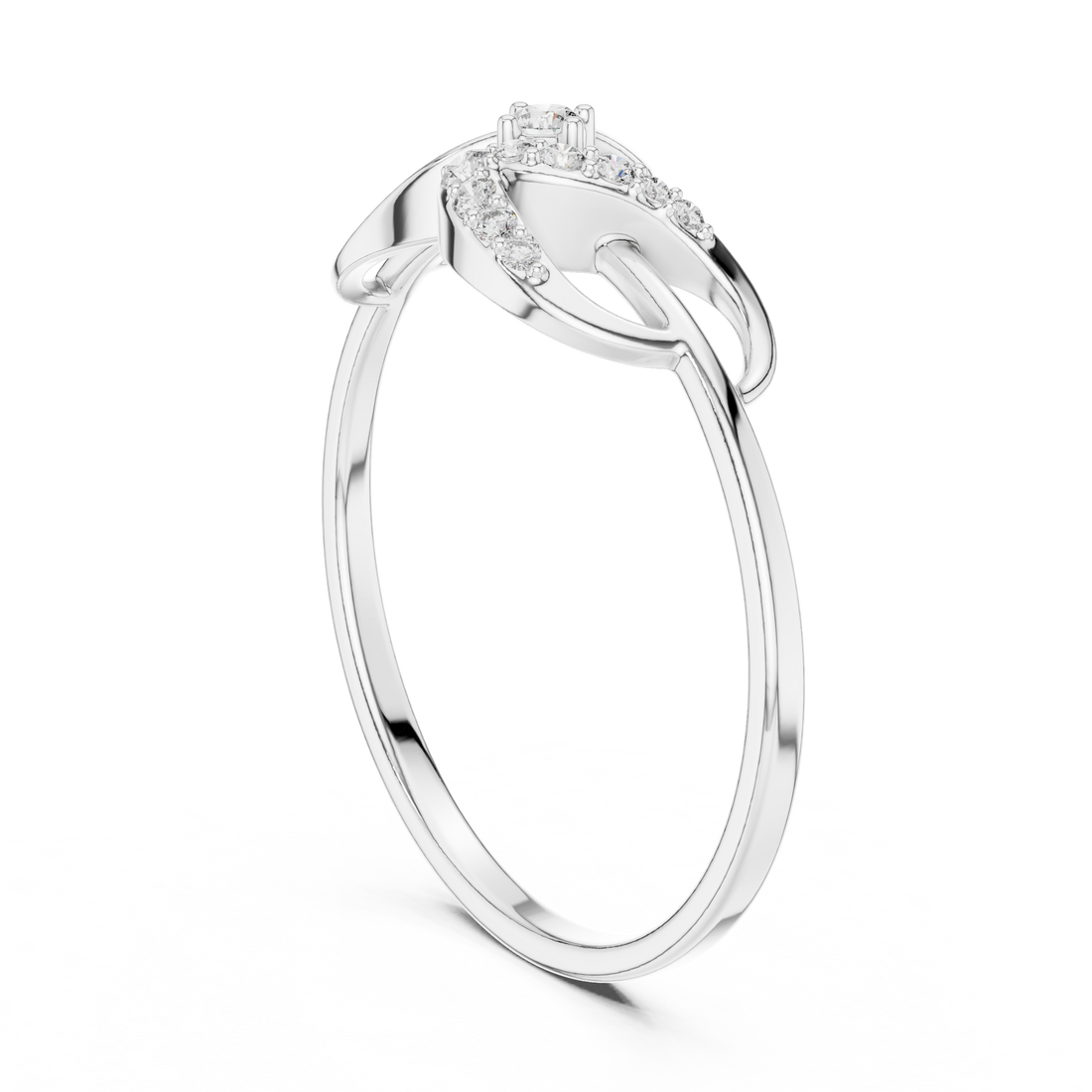 Elegant Rose Gold Diamond Ring – Modern Leaf Design