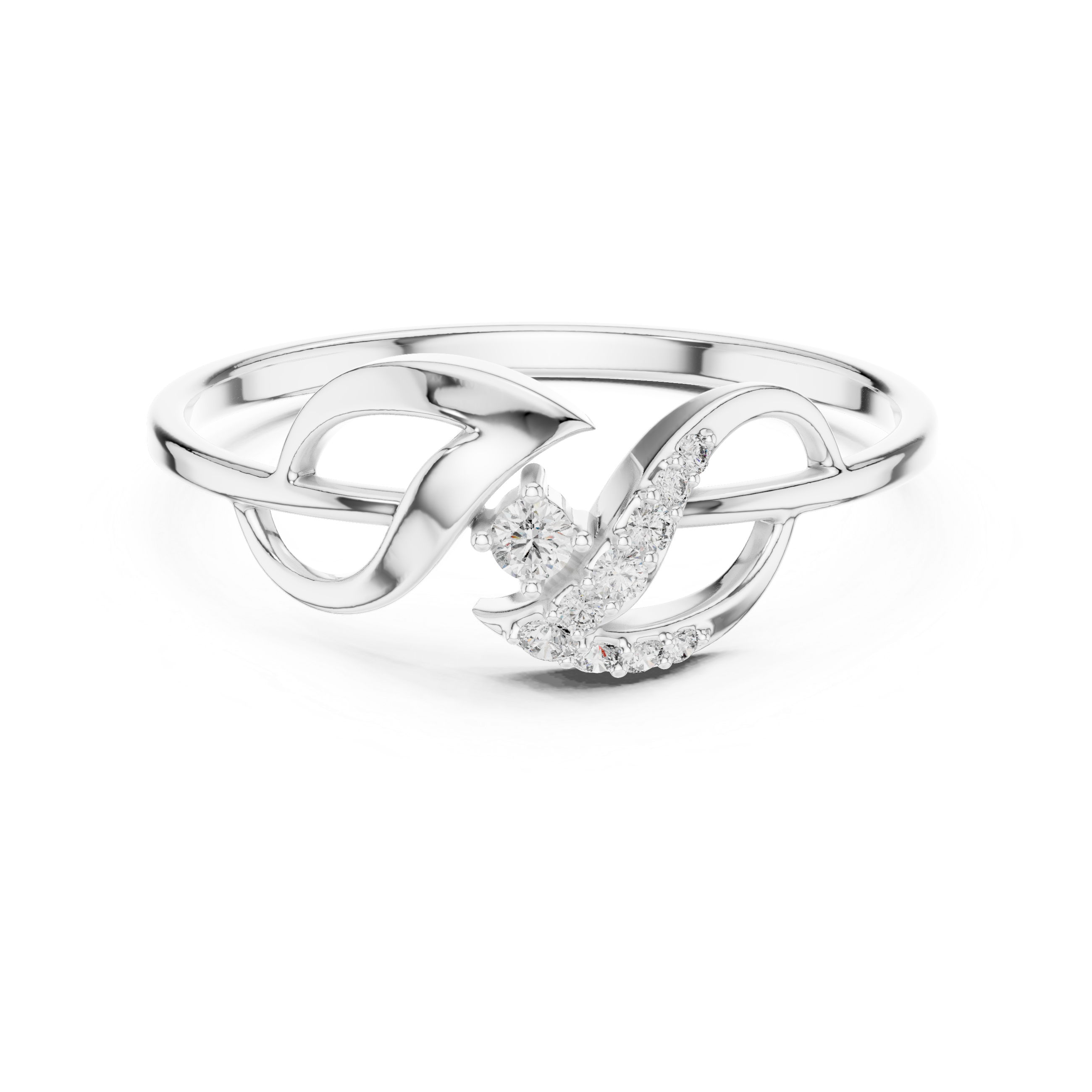 Elegant Rose Gold Diamond Ring – Modern Leaf Design