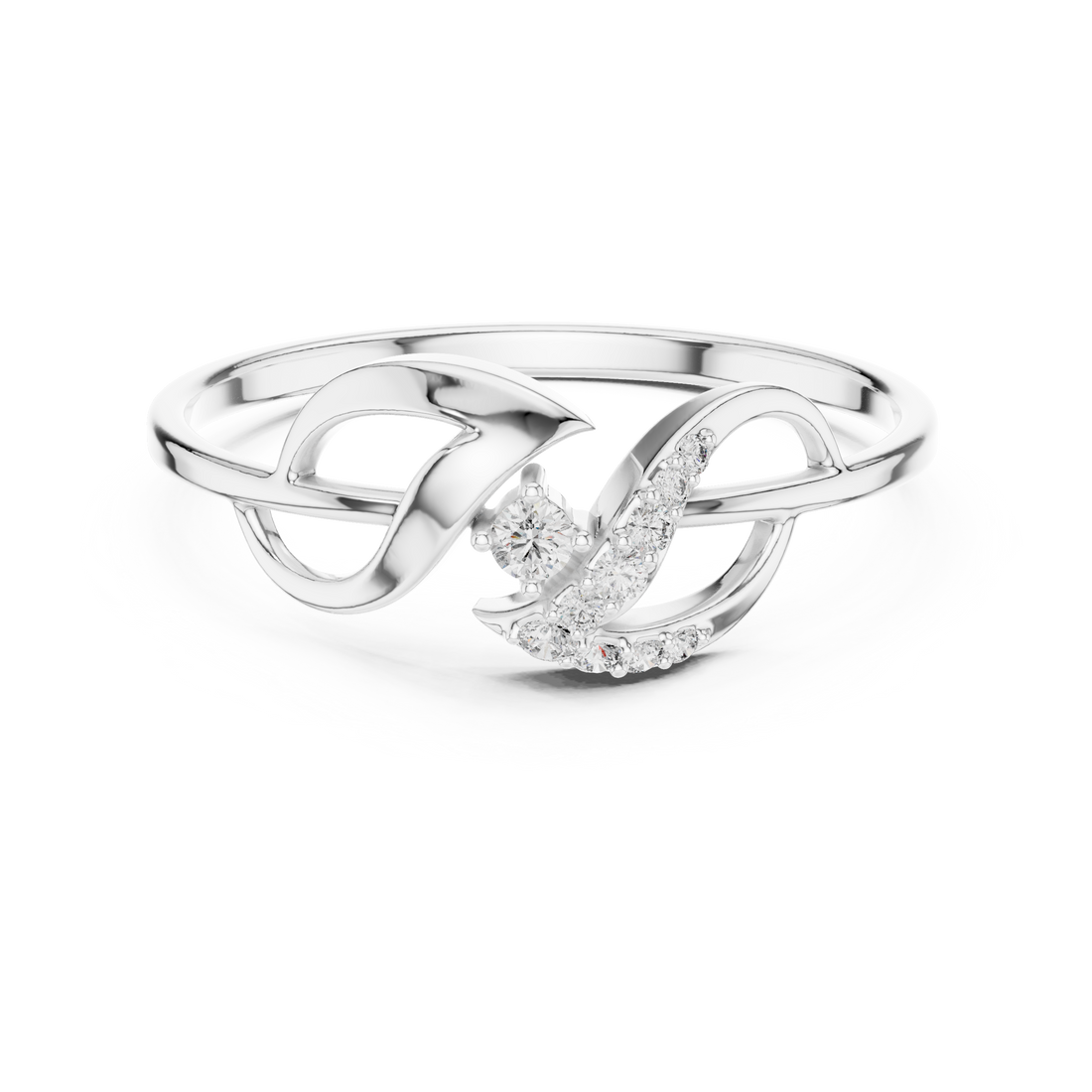 Elegant Rose Gold Diamond Ring – Modern Leaf Design