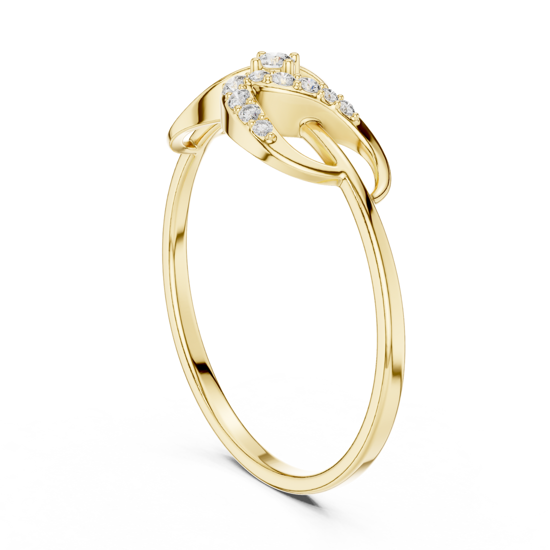 Elegant Rose Gold Diamond Ring – Modern Leaf Design