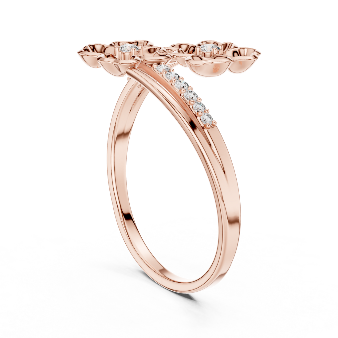 Floral Elegant Double Bloom Design Diamond Ring