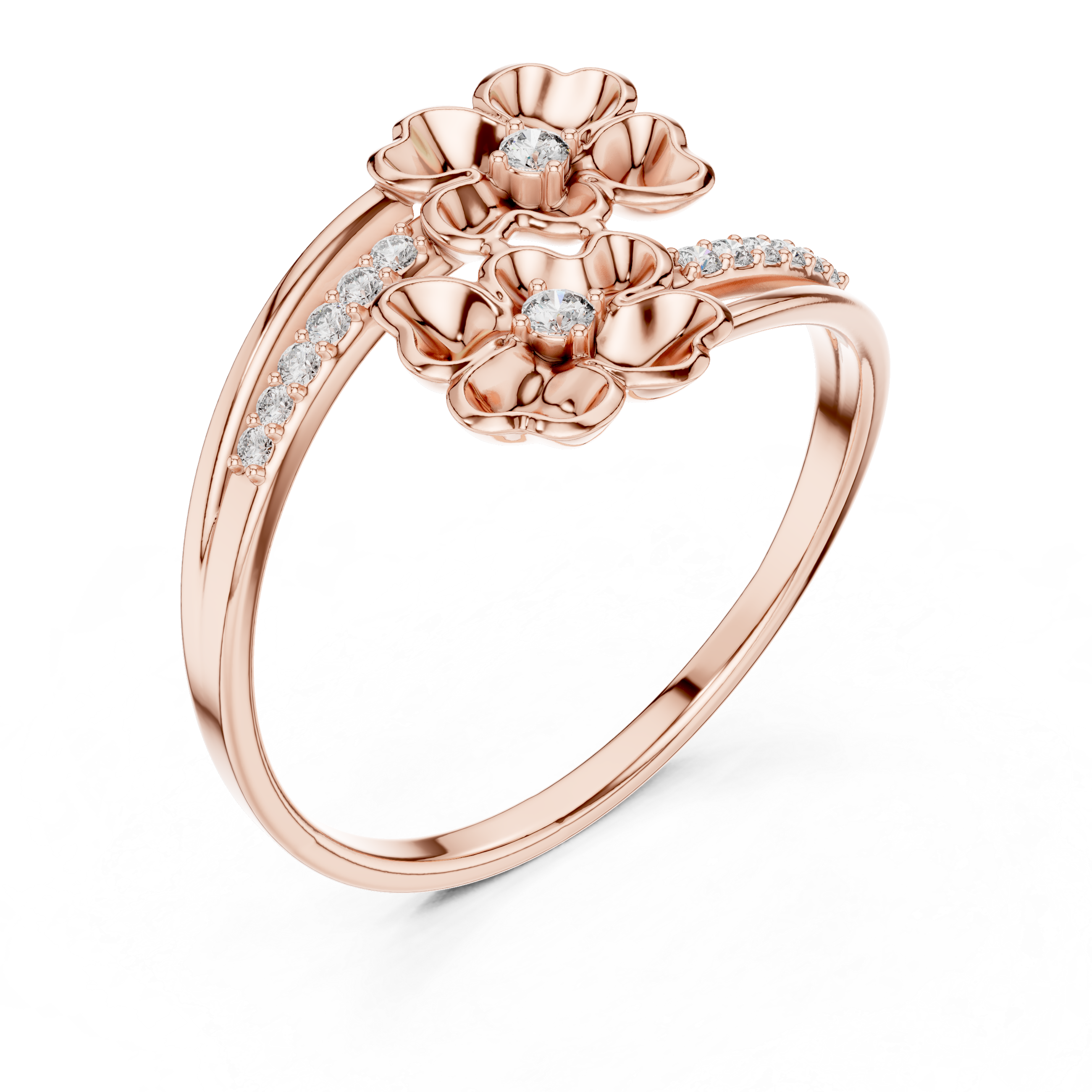 Blooming Floral Diamond Ring in Rose Gold