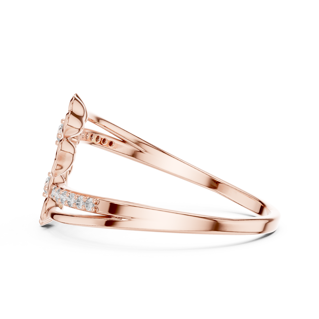 Floral Elegant Double Bloom Design Diamond Ring