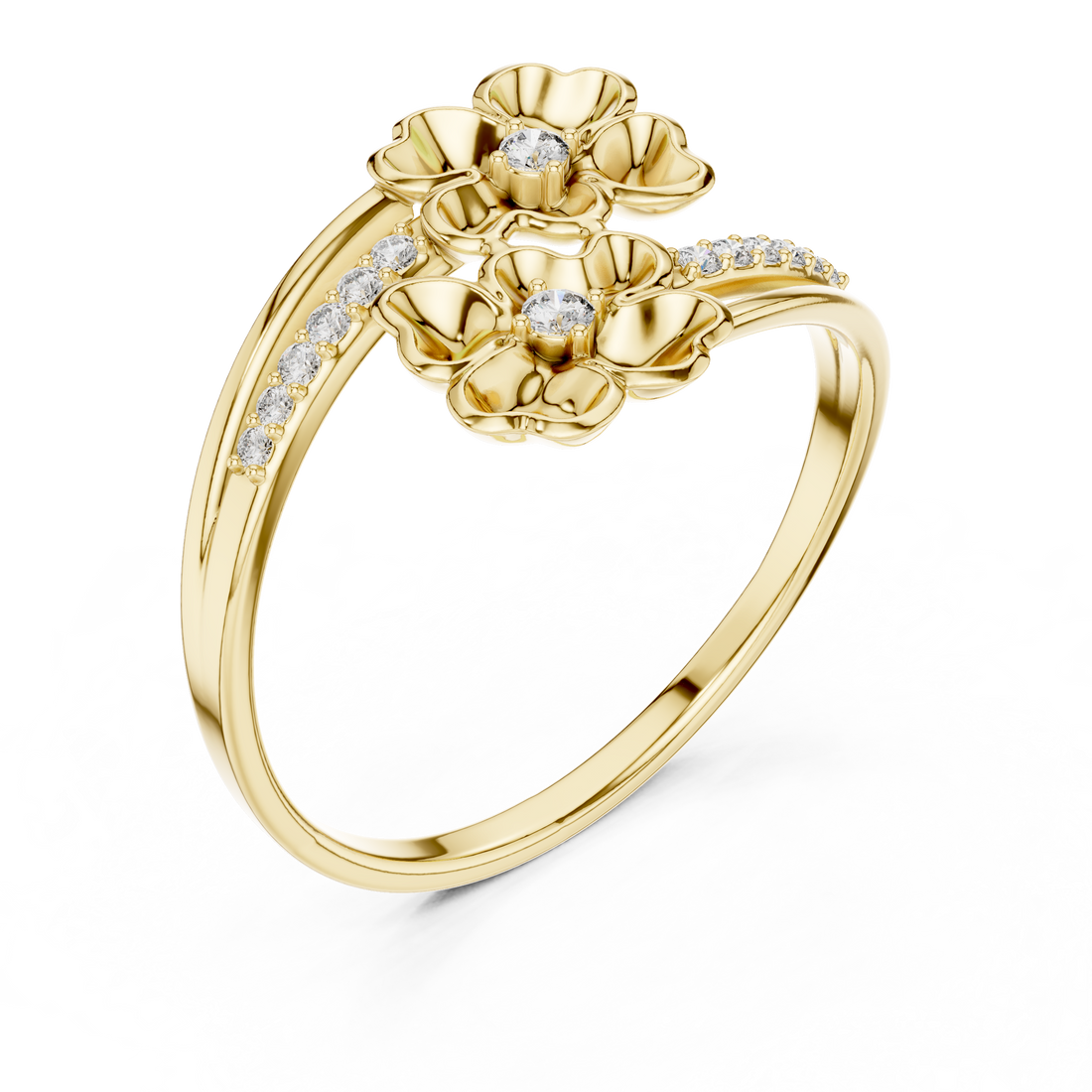 Blooming Floral Diamond Ring in Rose Gold