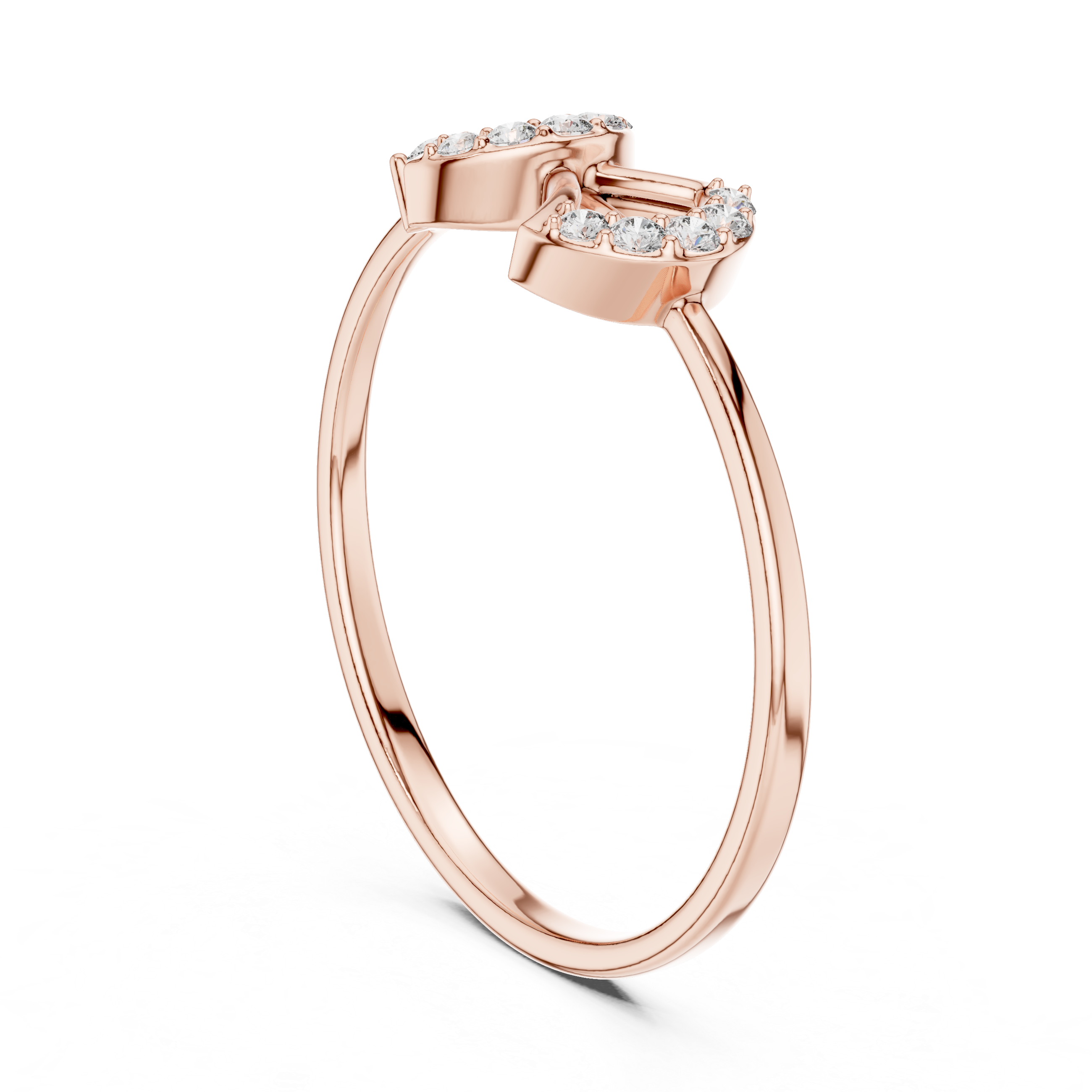 Elegant Double-Curve Diamond Ring