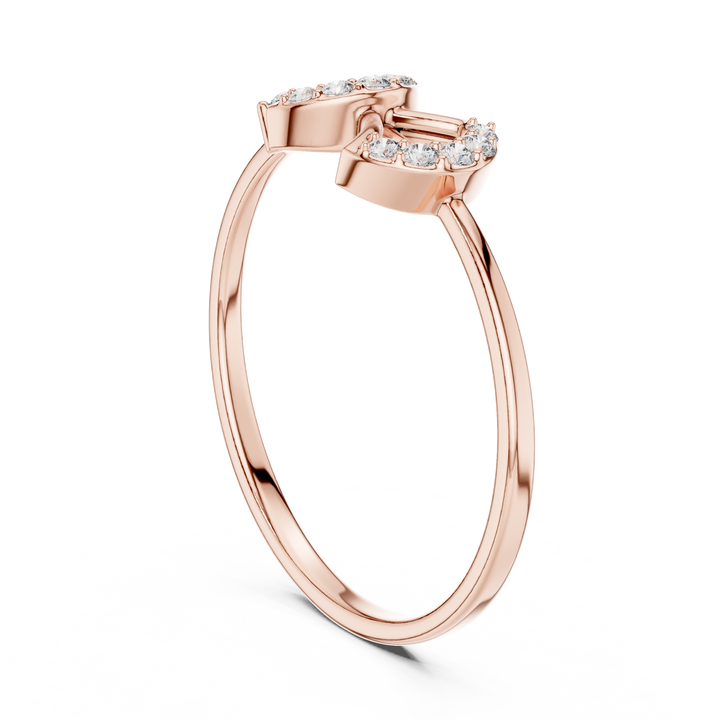Elegant Double-Curve Diamond Ring