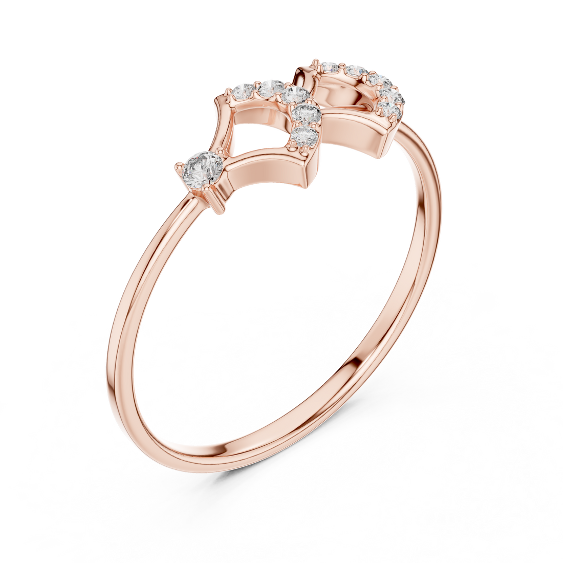 Elegant Double-Curve Diamond Ring