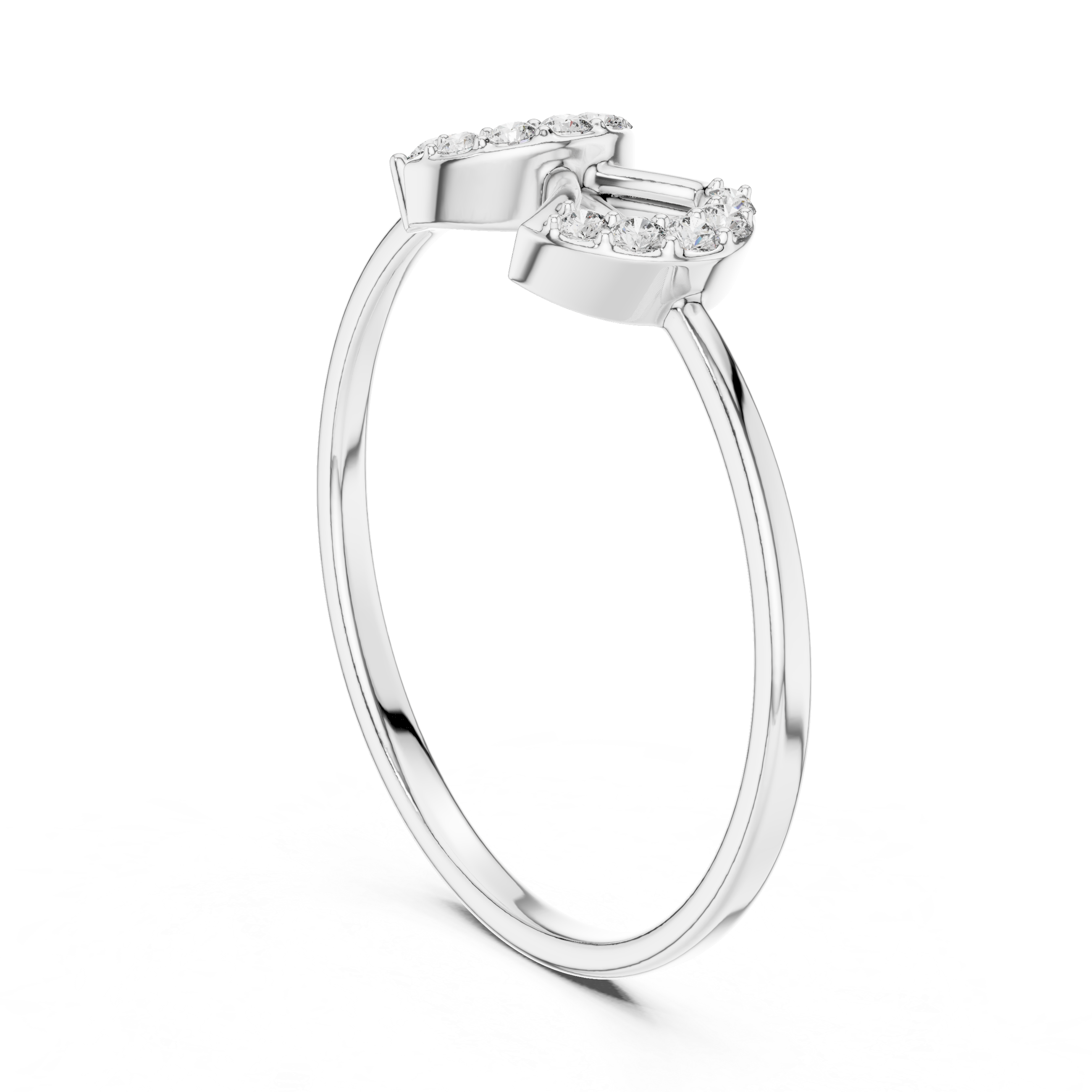 Elegant Double-Curve Diamond Ring