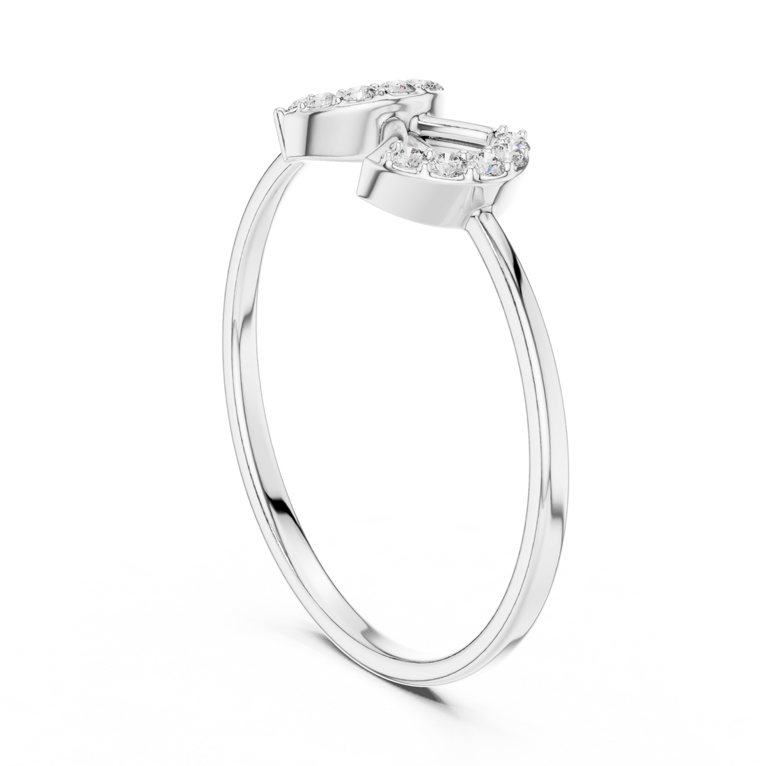 Elegant Double-Curve Diamond Ring
