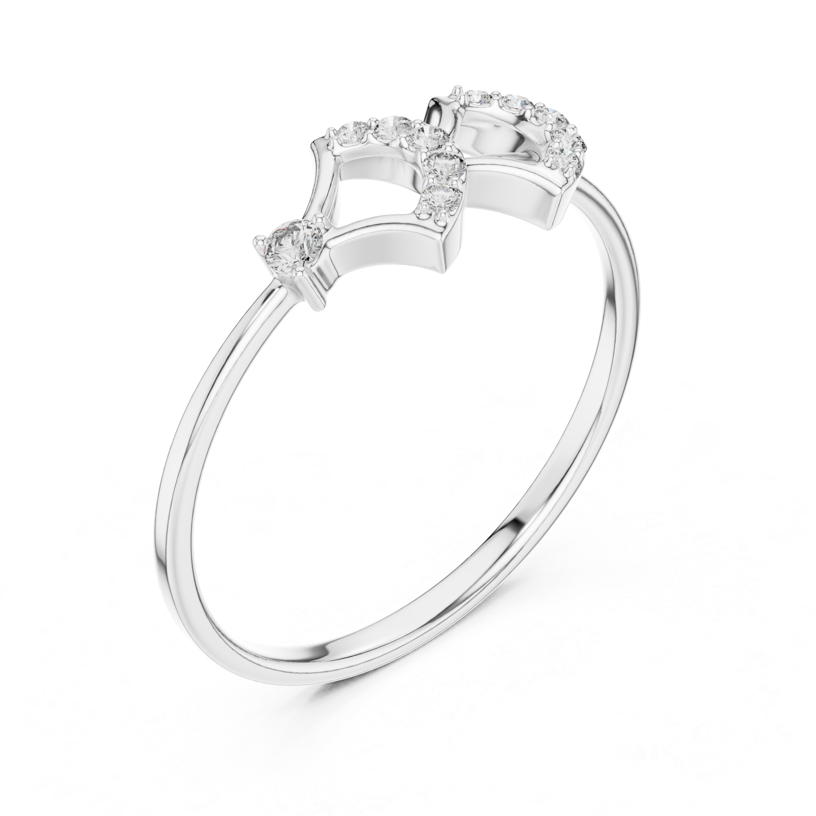 Elegant Double-Curve Diamond Ring