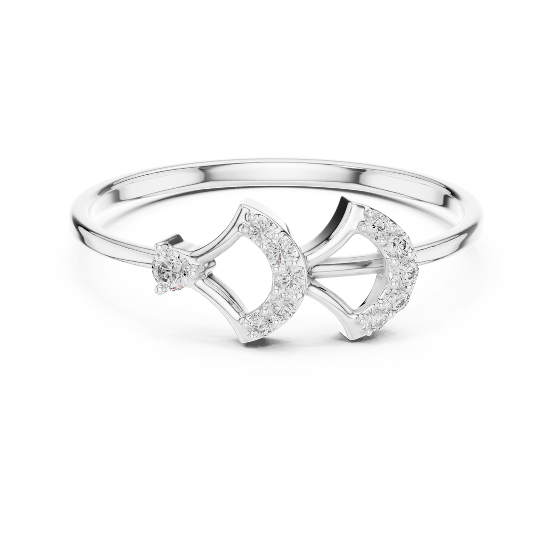 Elegant Double-Curve Diamond Ring