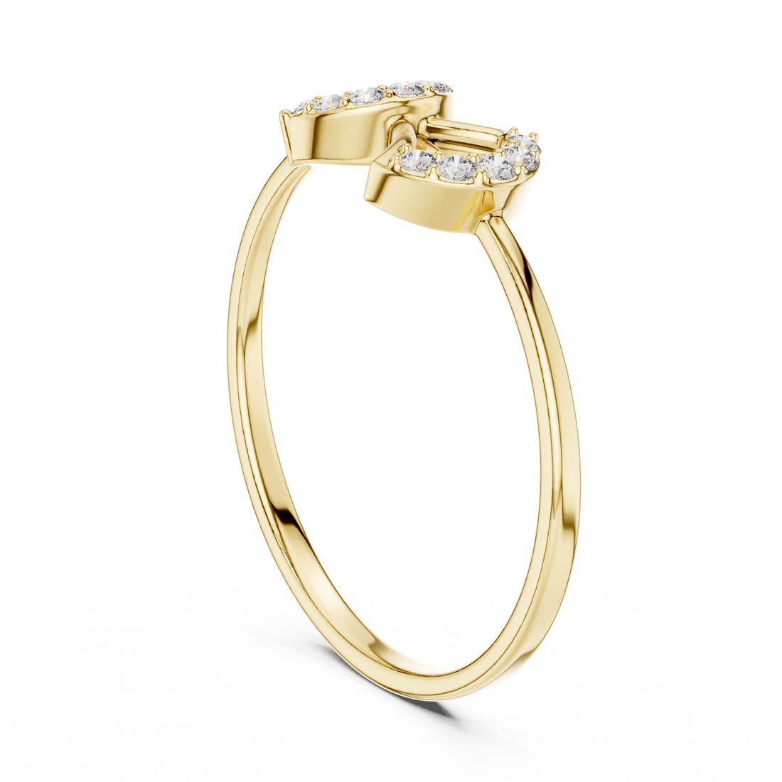 Elegant Double-Curve Diamond Ring