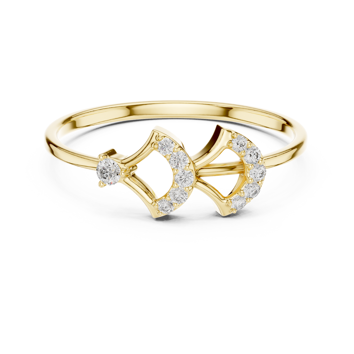 Elegant Double-Curve Diamond Ring