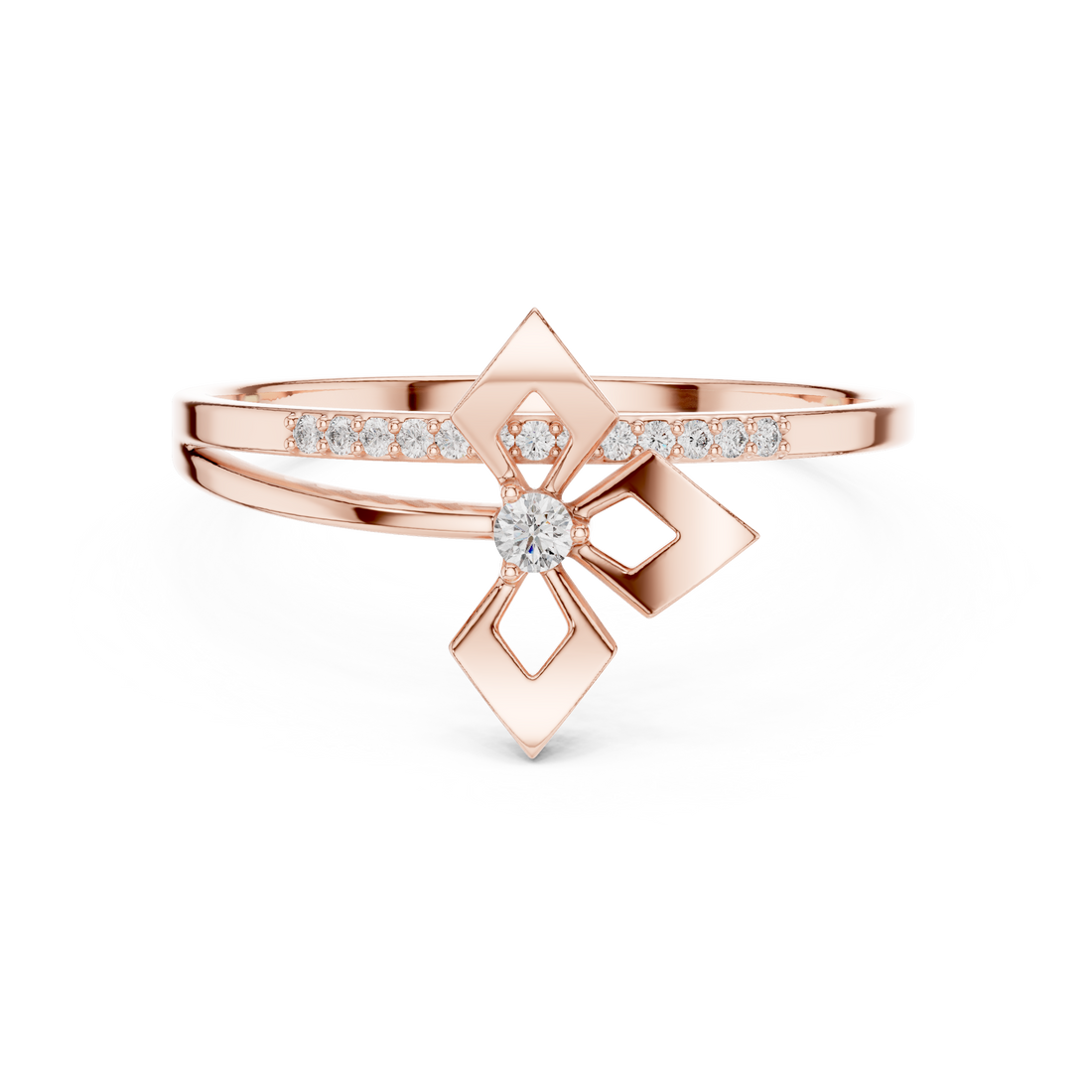Elegant Bow Design Diamond Ring