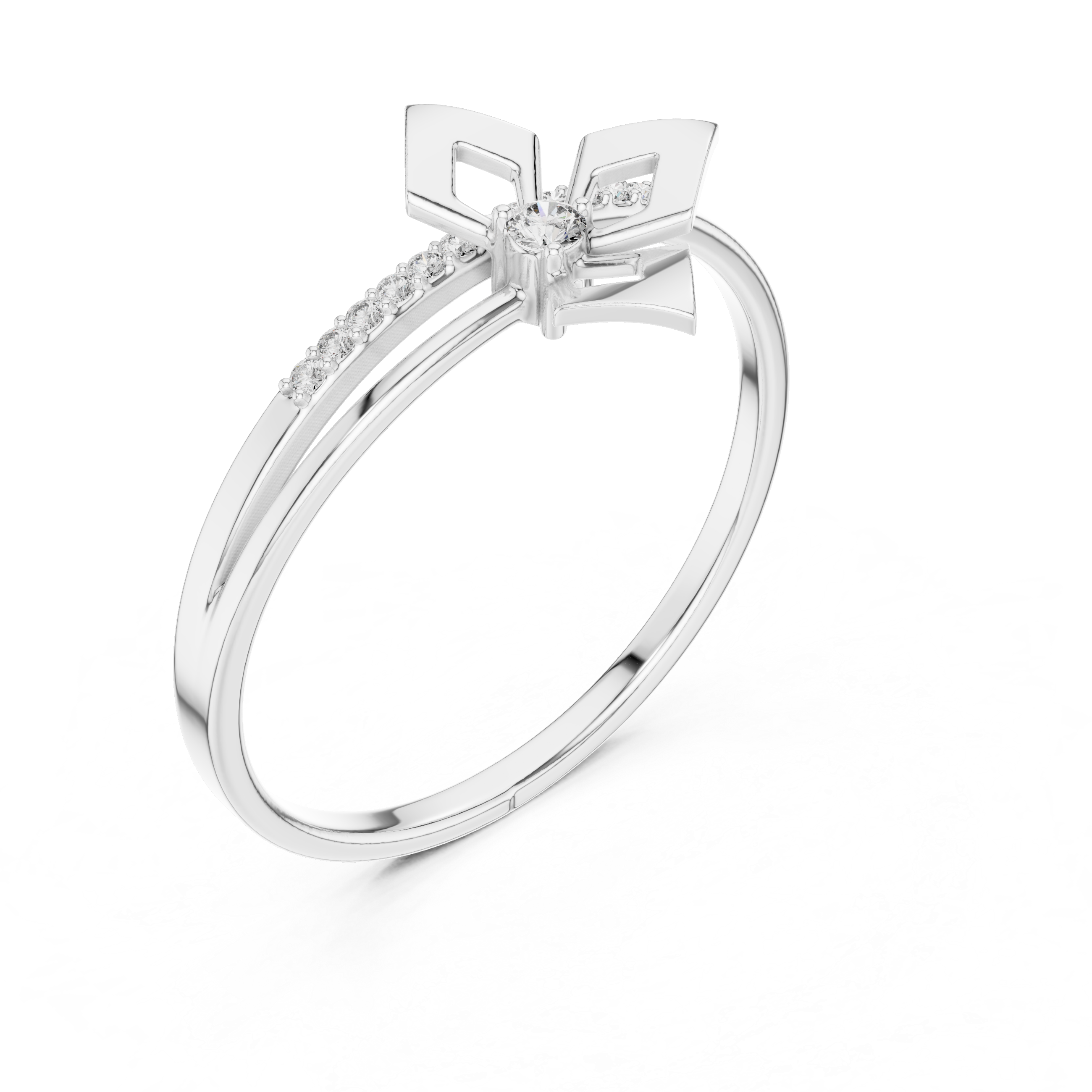Elegant Bow Design Diamond Ring