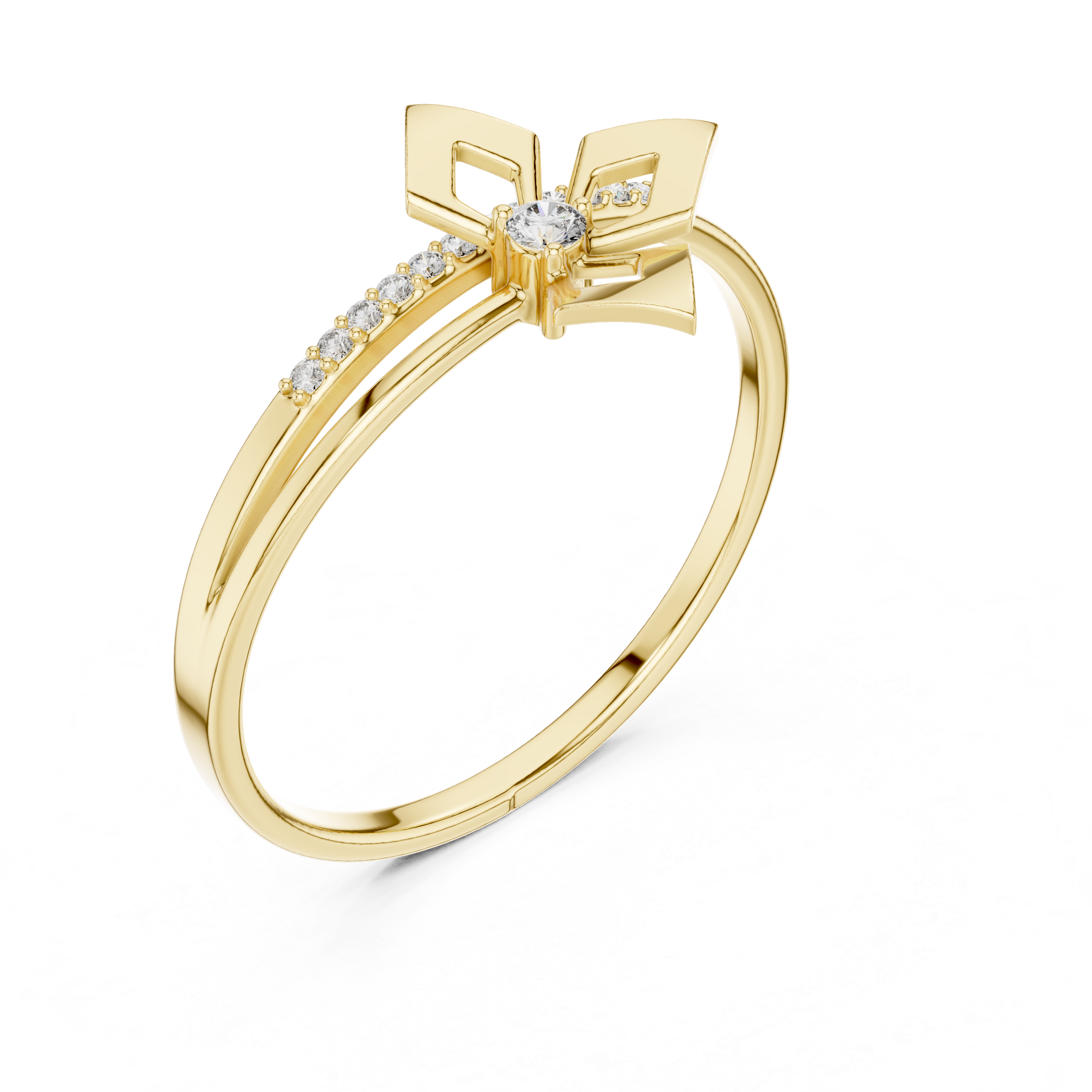 Elegant Bow Design Diamond Ring