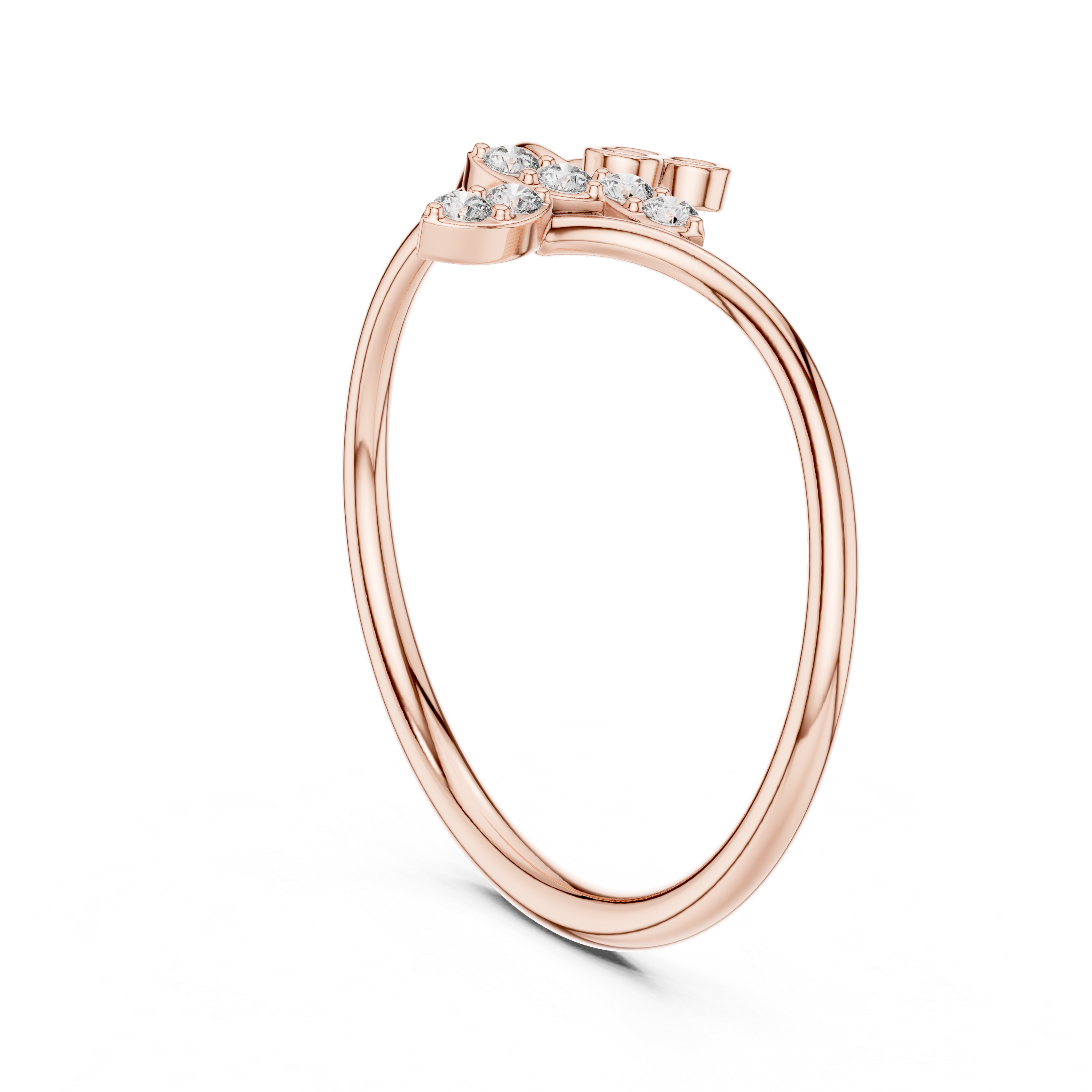 Elegant Rose Gold Diamond Floral Ring