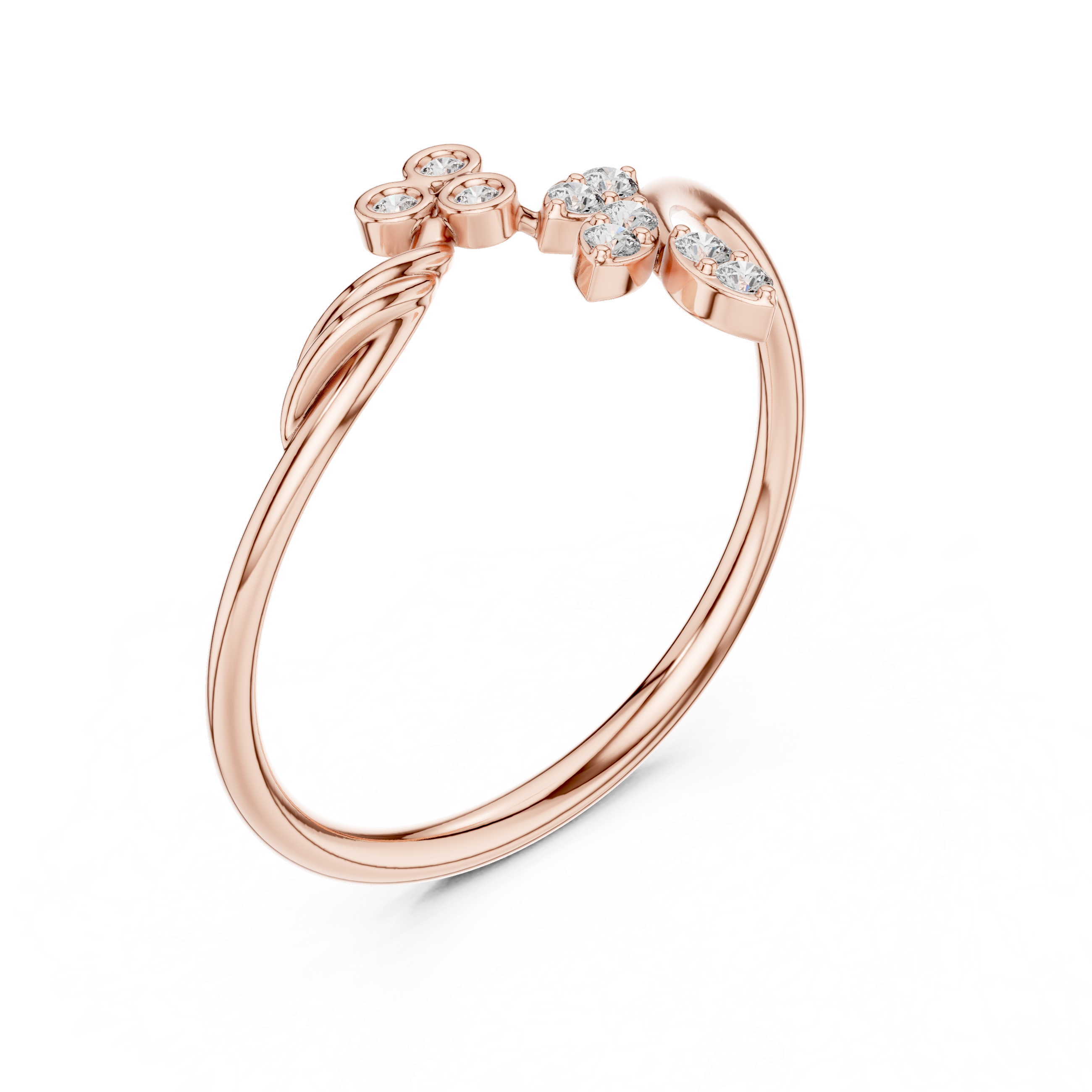 Elegant Floral Diamond Ring in Rose Gold – IGI Certified | Kiashaajewellery