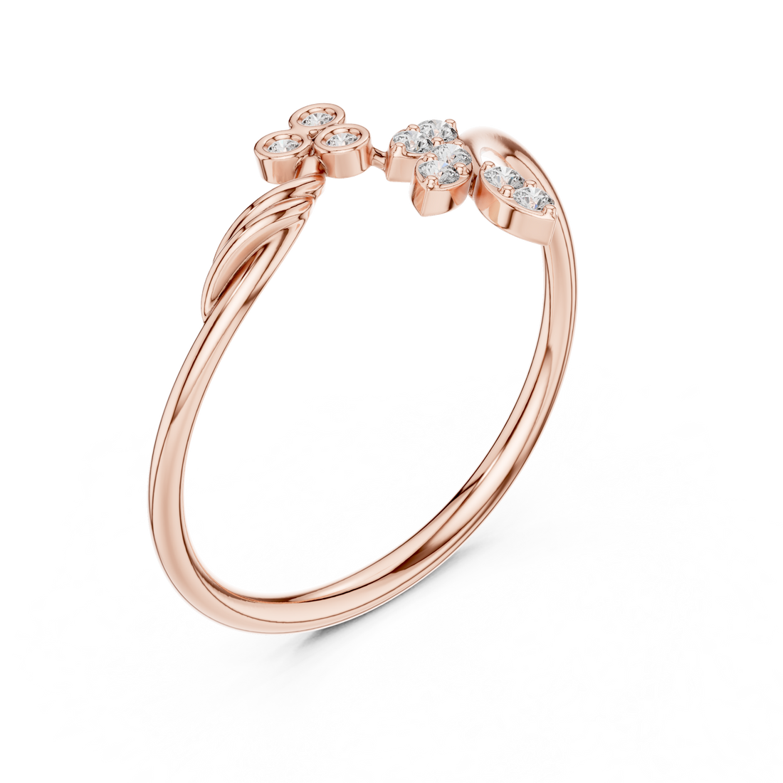 Elegant Floral Diamond Ring in Rose Gold – IGI Certified | Kiashaajewellery