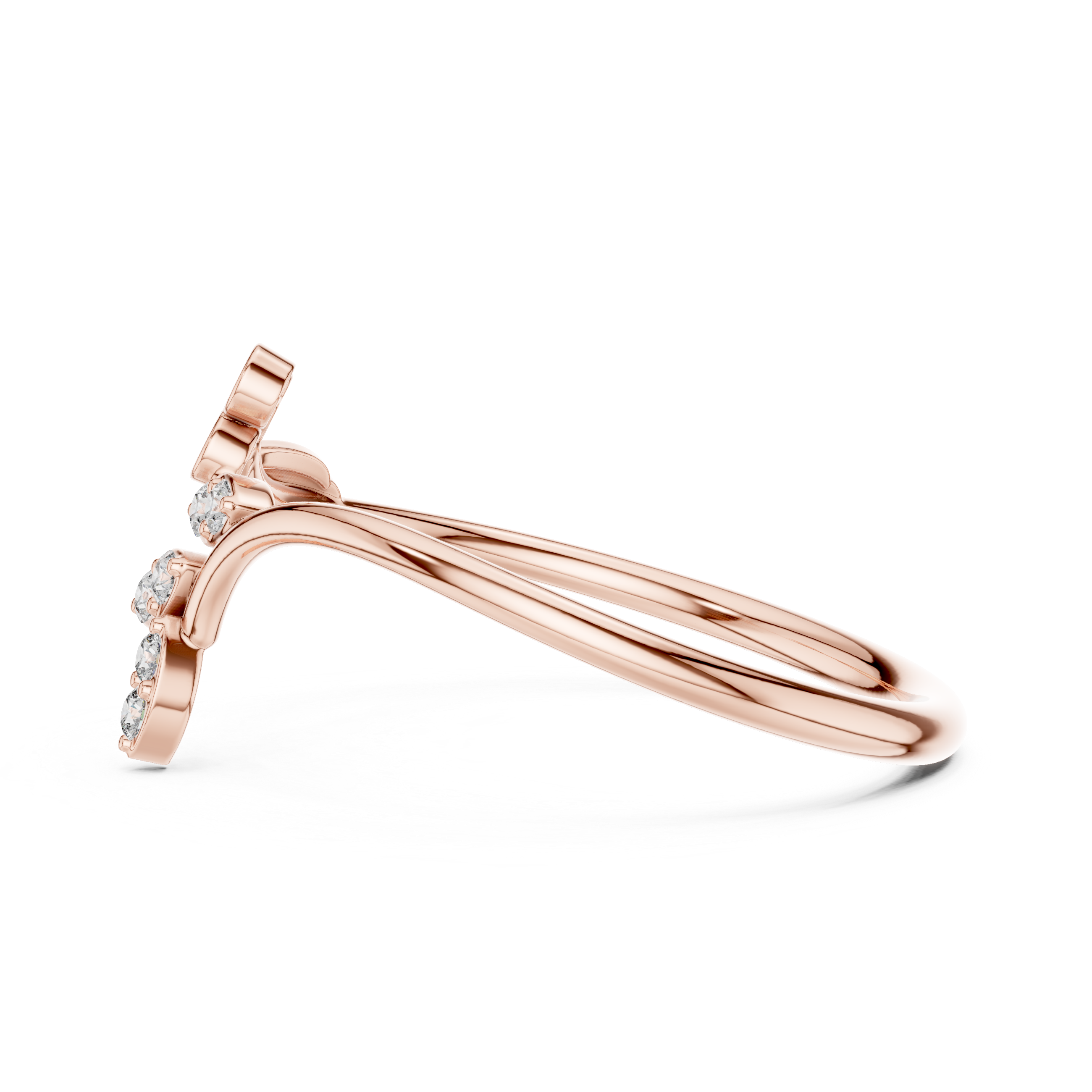 Elegant Rose Gold Diamond Floral Ring