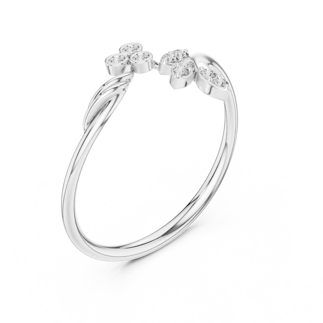 Elegant Floral Diamond Ring in Rose Gold – IGI Certified | Kiashaajewellery