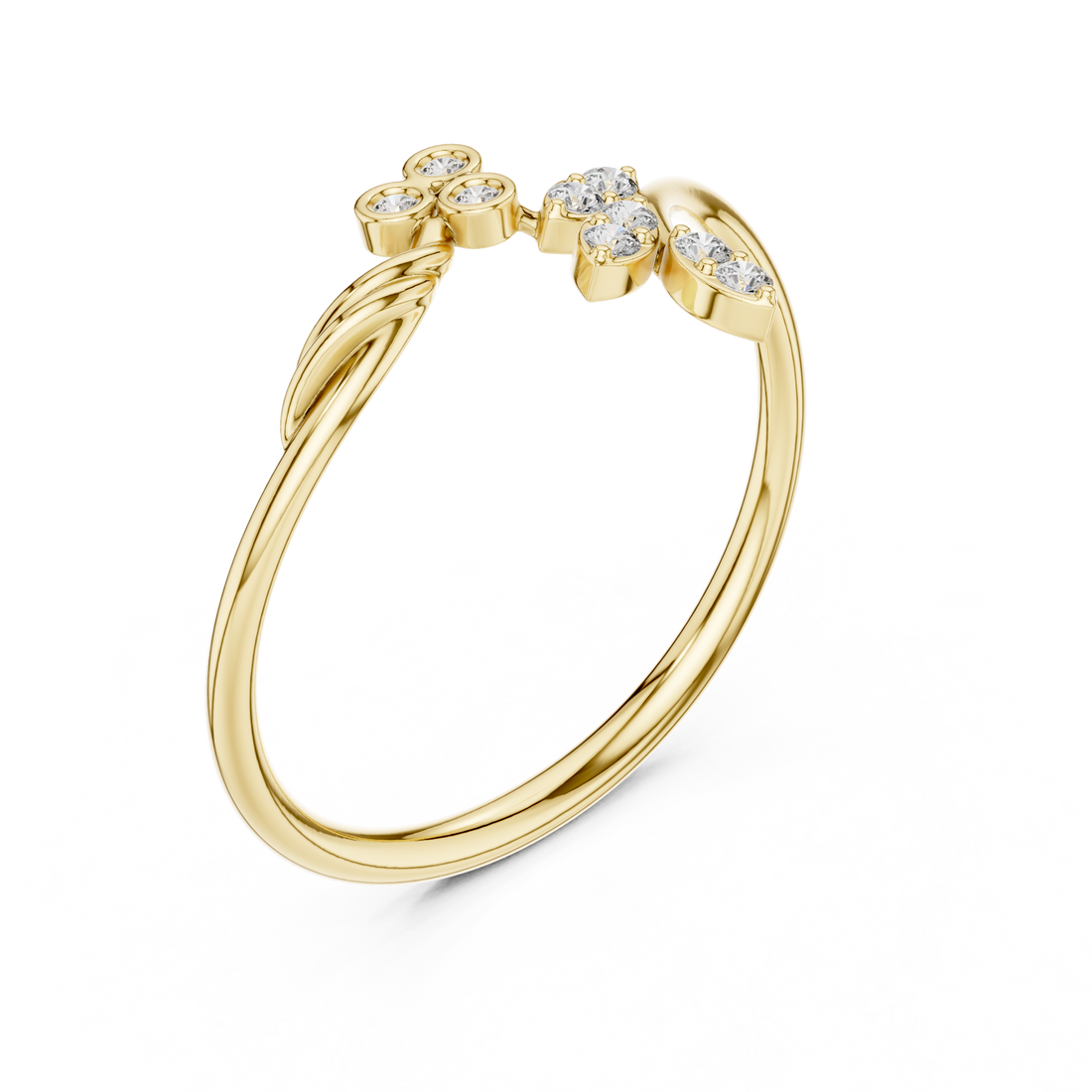 Elegant Floral Diamond Ring in Rose Gold – IGI Certified | Kiashaajewellery