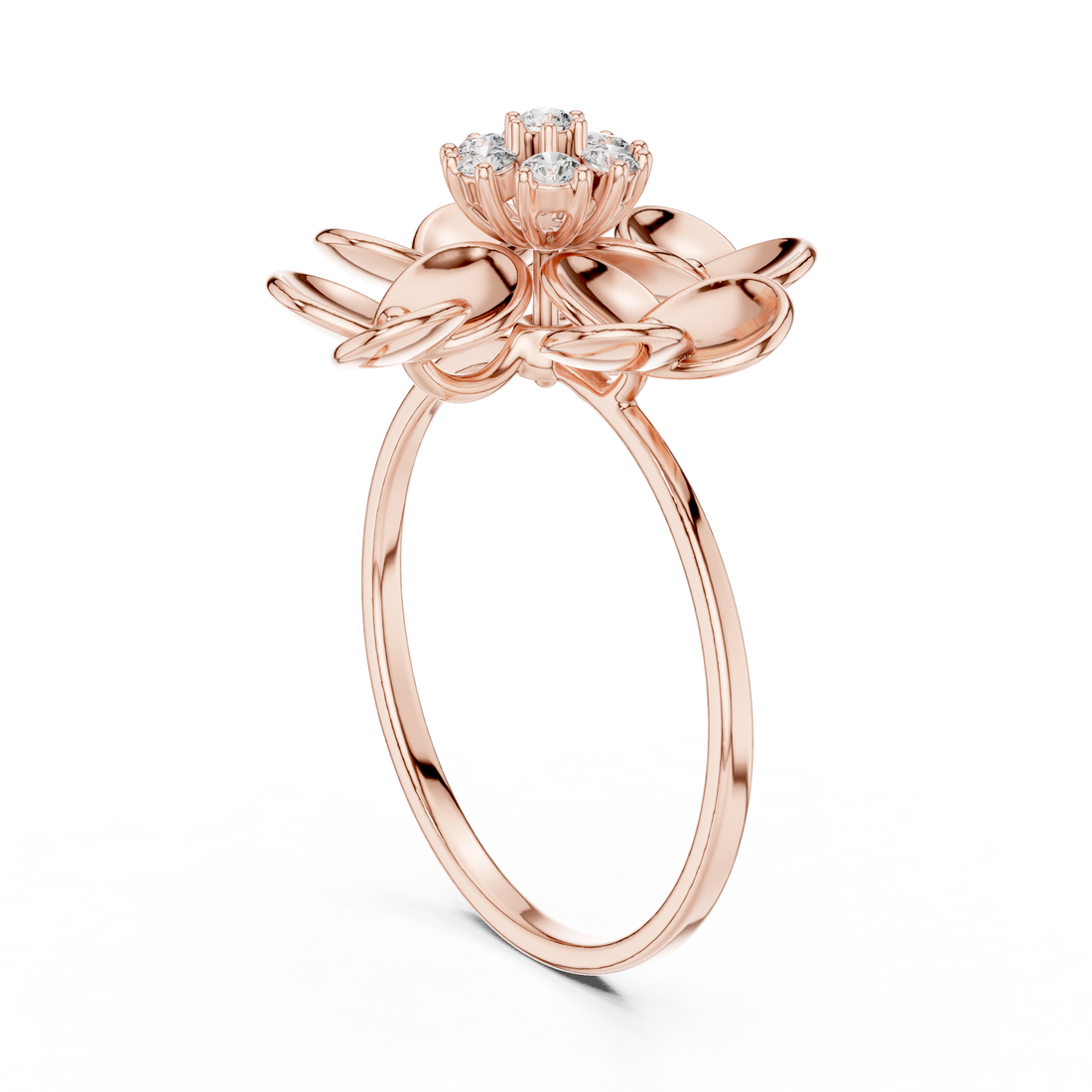 Blooming Petal Diamond Ring in Rose Gold – IGI Certified | Kiashaajewellery