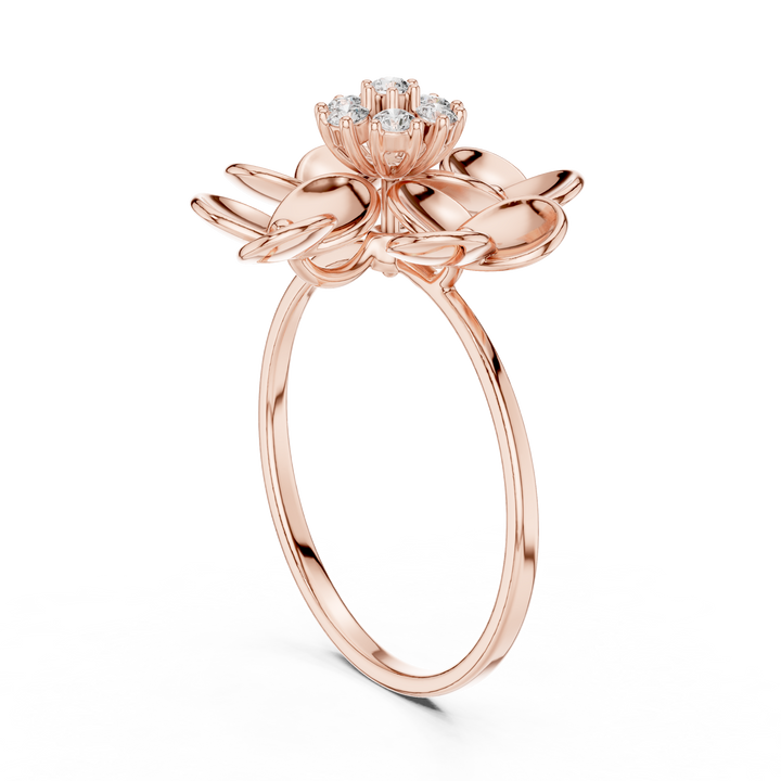 Blooming Petal Diamond Ring in Rose Gold – IGI Certified | Kiashaajewellery