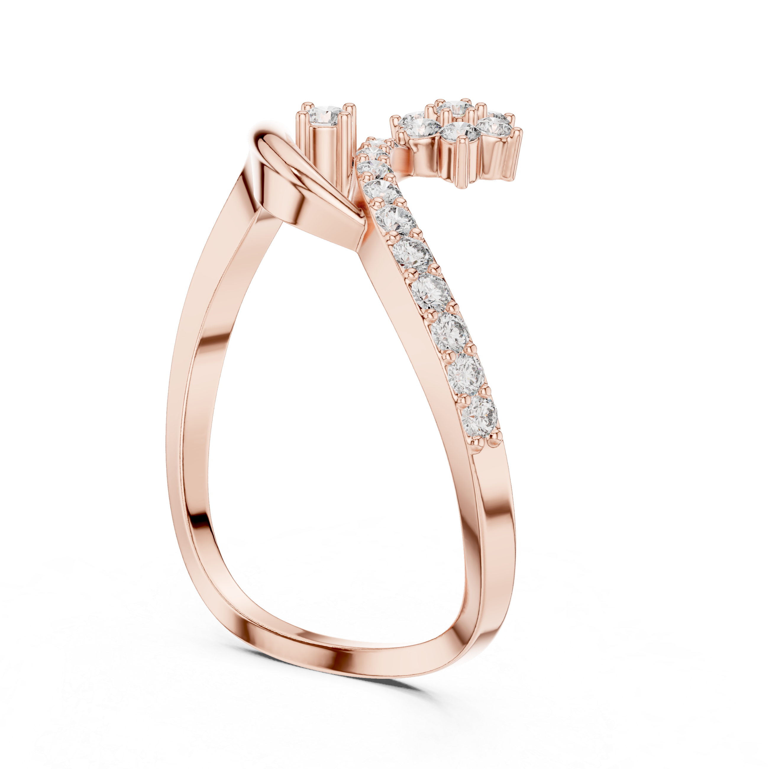 Elegant Rose Diamond Ring – Modern Twist Design