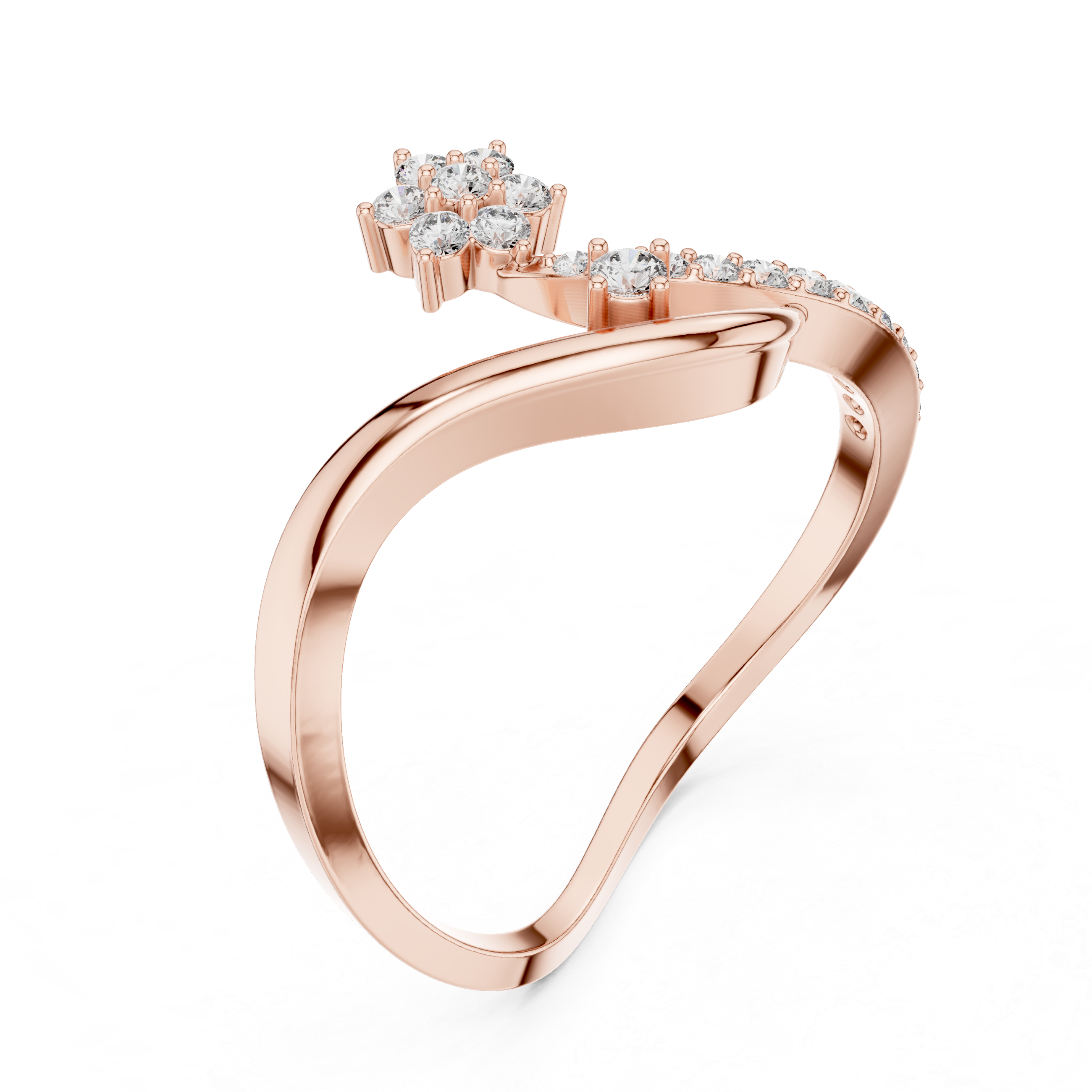 Elegant Rose Diamond Ring – Modern Twist Design