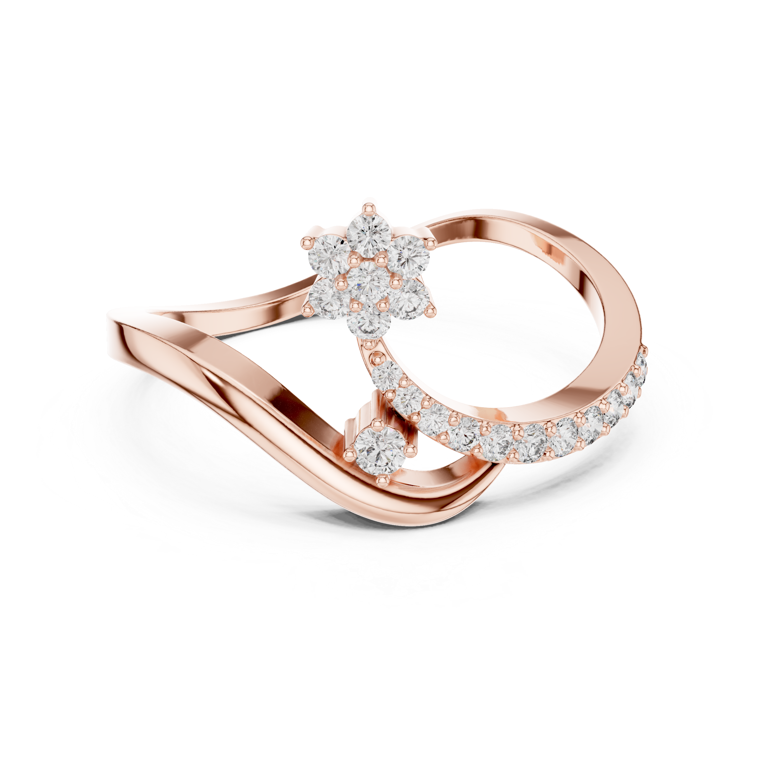 Elegant Rose Diamond Ring – Modern Twist Design