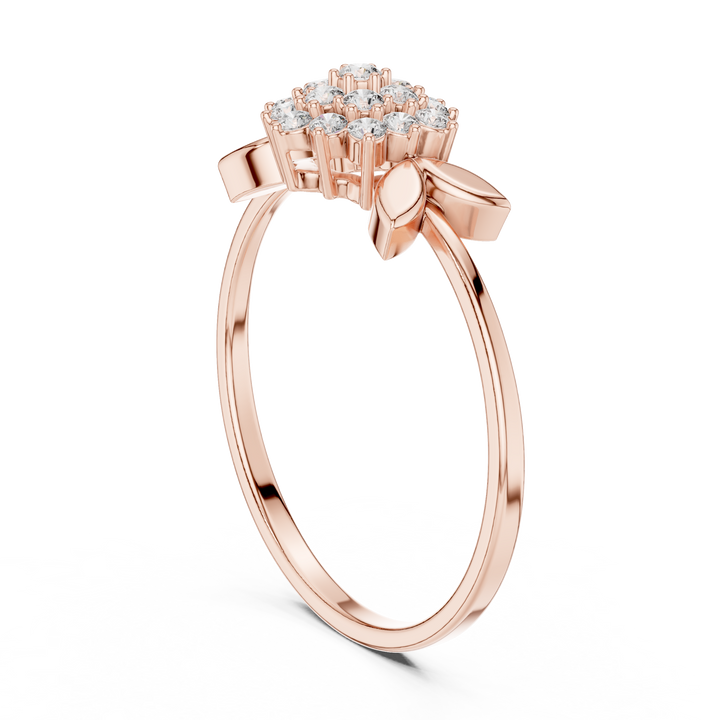 Classic Floral Cluster Diamond Ring in Rose Gold