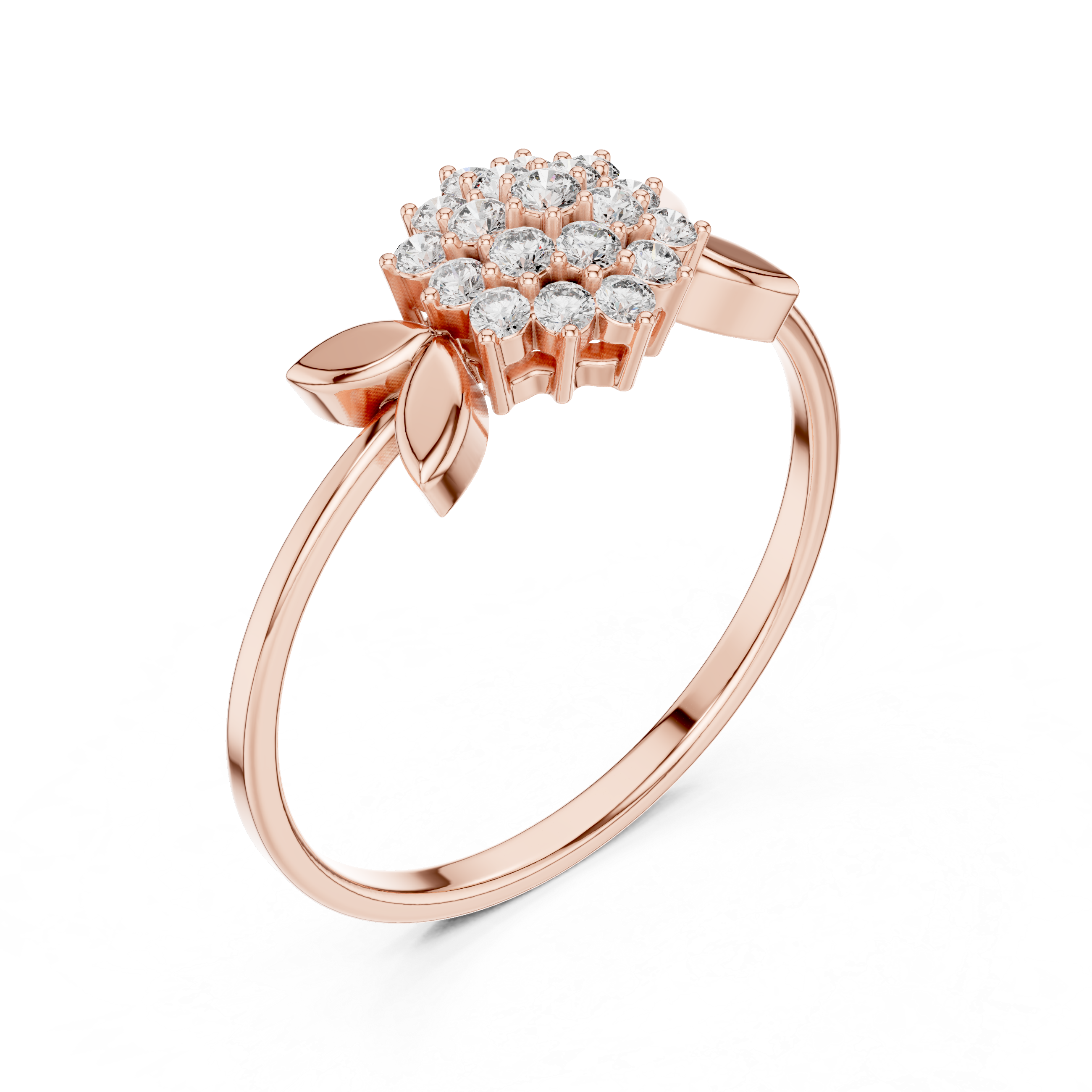 Rose Gold Floral Lab Grown Diamond Ring