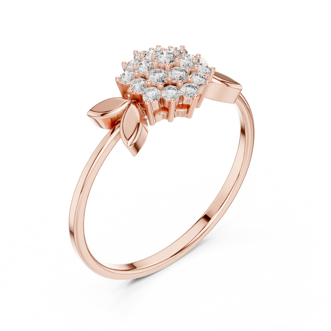 Rose Gold Floral Lab Grown Diamond Ring