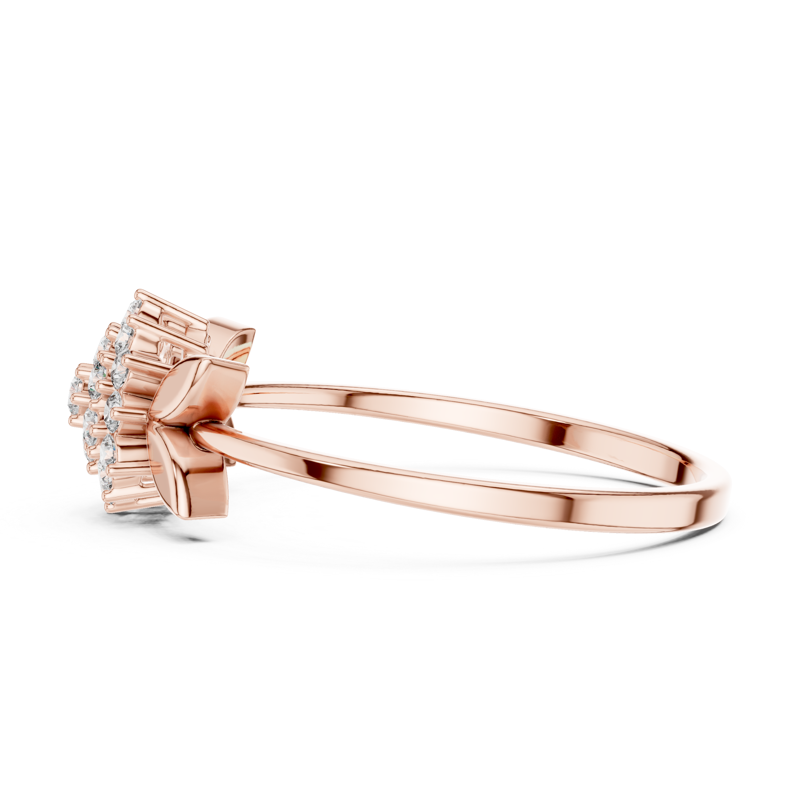Classic Floral Cluster Diamond Ring in Rose Gold