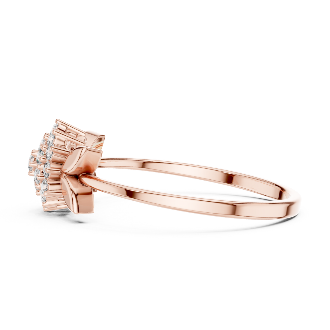 Rose Gold Floral Lab Grown Diamond Ring