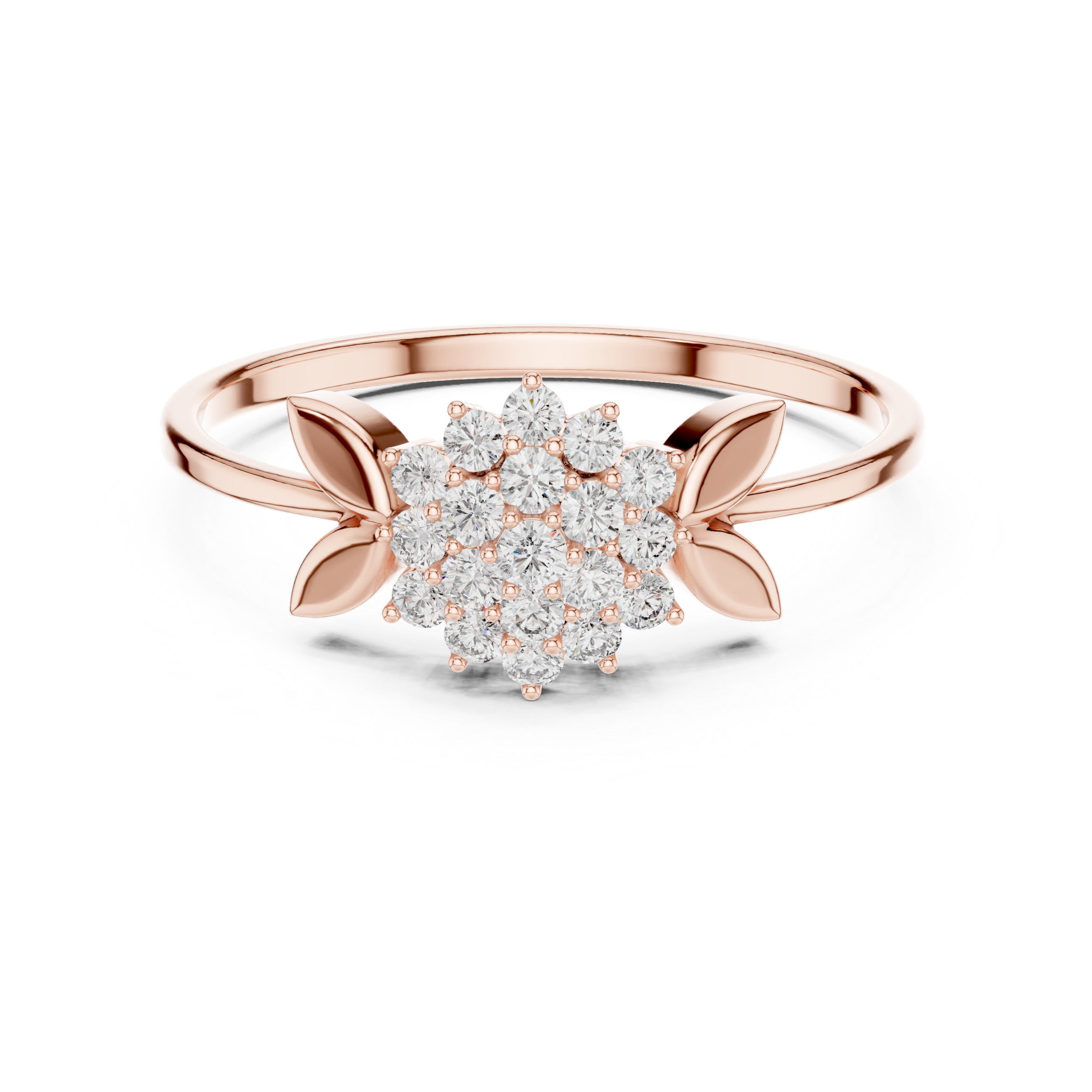 Classic Floral Cluster Diamond Ring in Rose Gold