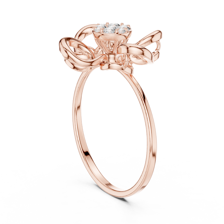Diamond Bloom Bow Ring in Rose Gold – IGI Certified | Kiashaajewellery