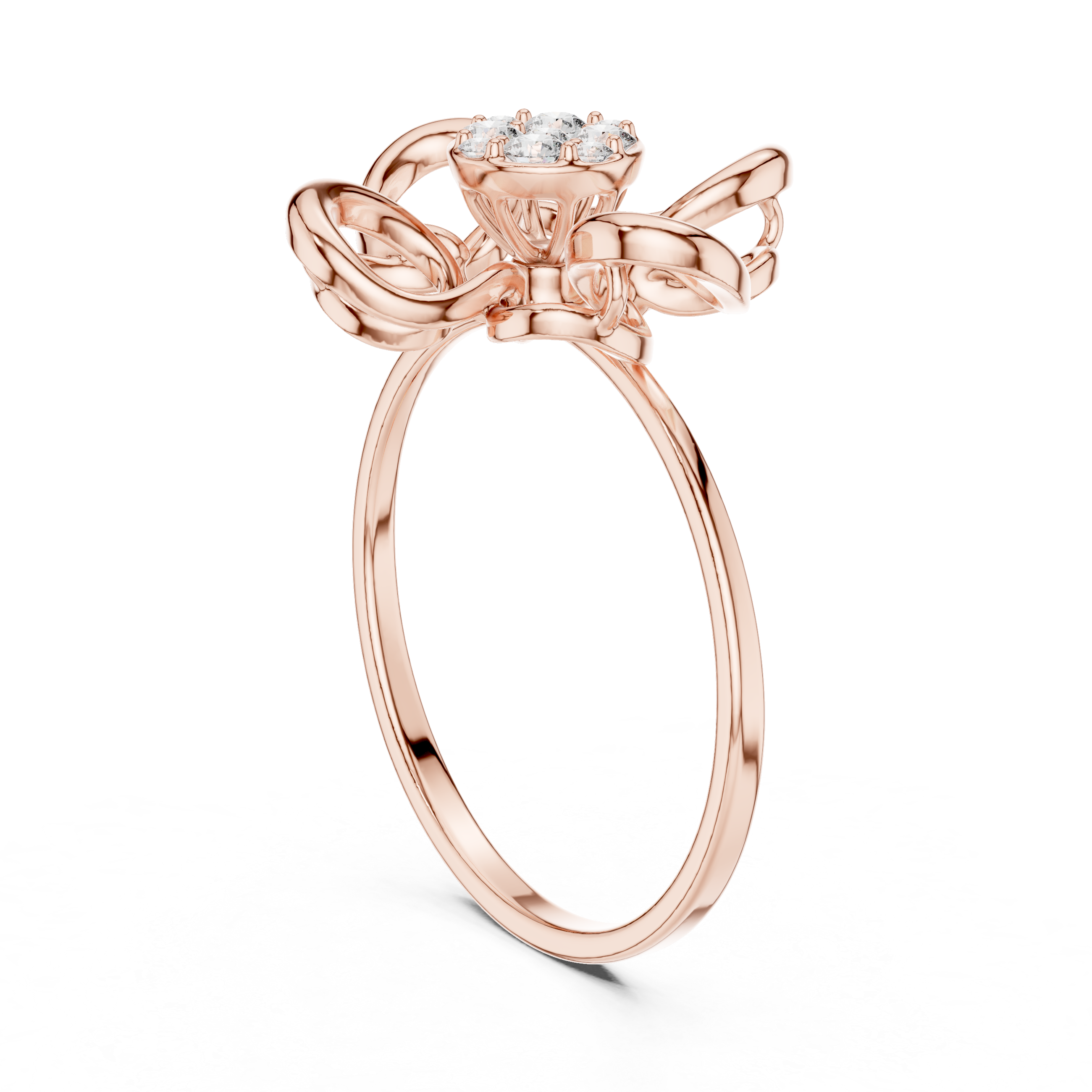 Rose Gold Bow Design Lab-Grown Diamond Ring