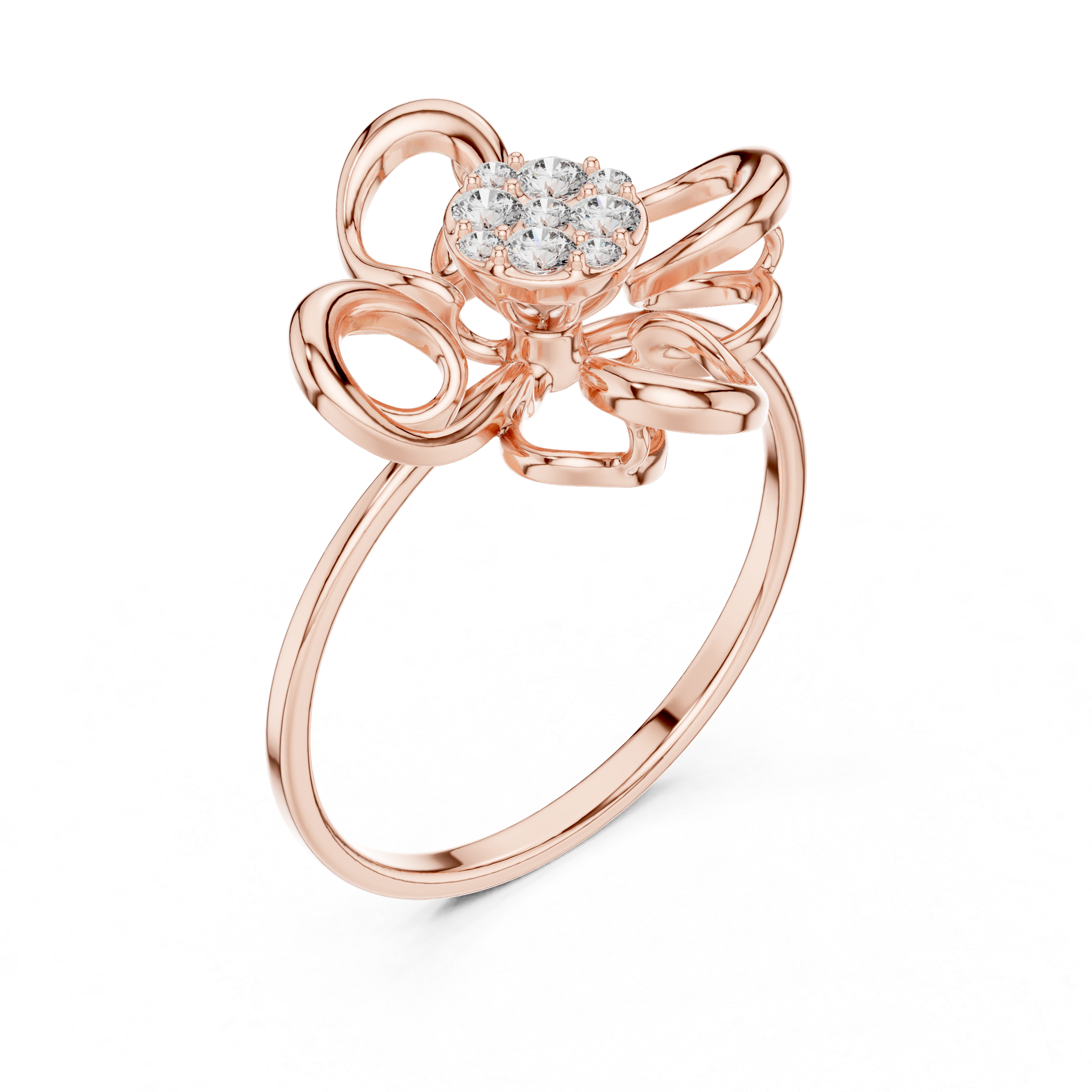 Rose Gold Bow Design Lab-Grown Diamond Ring