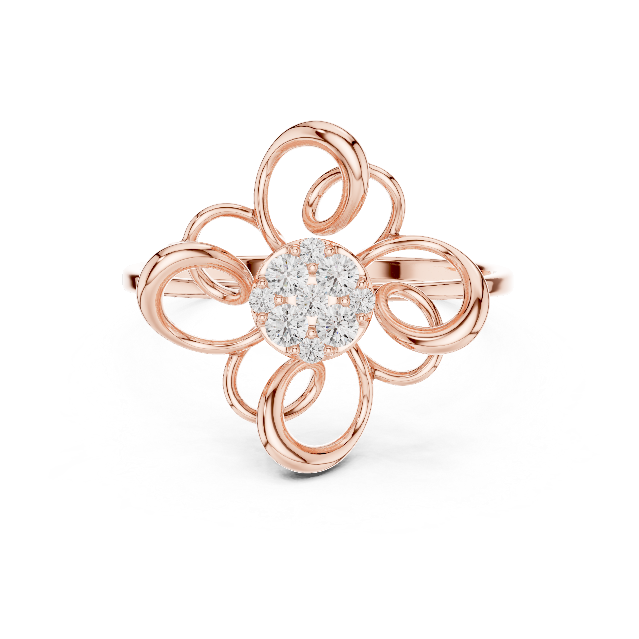 Diamond Bloom Bow Ring in Rose Gold – IGI Certified | Kiashaajewellery