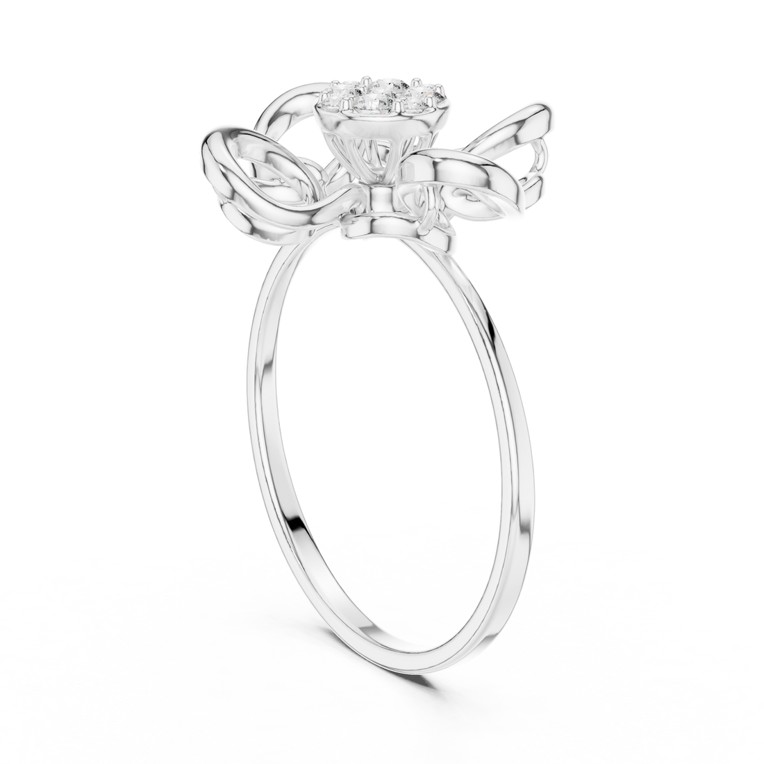 Diamond Bloom Bow Ring in Rose Gold – IGI Certified | Kiashaajewellery