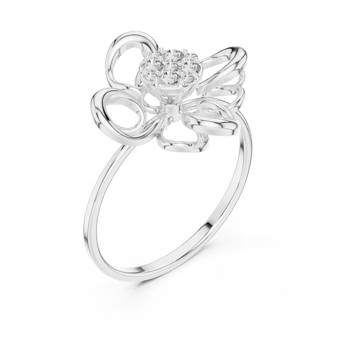 Diamond Bloom Bow Ring in Rose Gold – IGI Certified | Kiashaajewellery