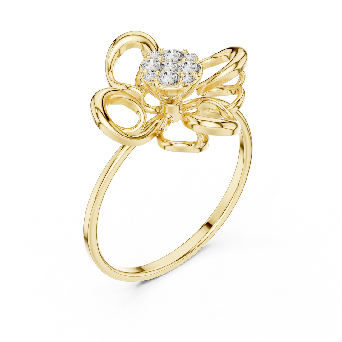 Diamond Bloom Bow Ring in Rose Gold – IGI Certified | Kiashaajewellery