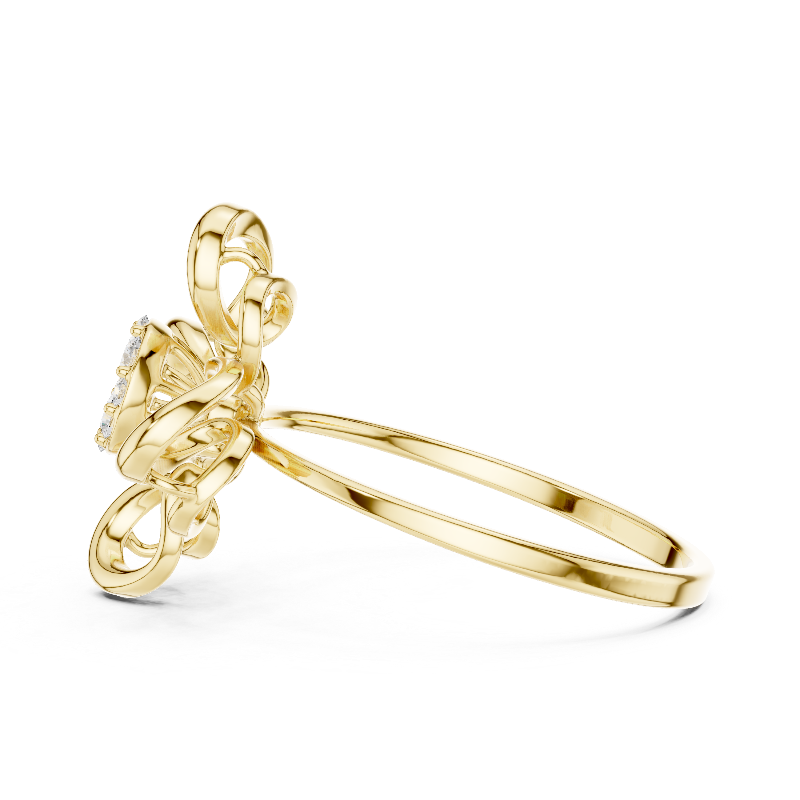 Rose Gold Bow Design Lab-Grown Diamond Ring