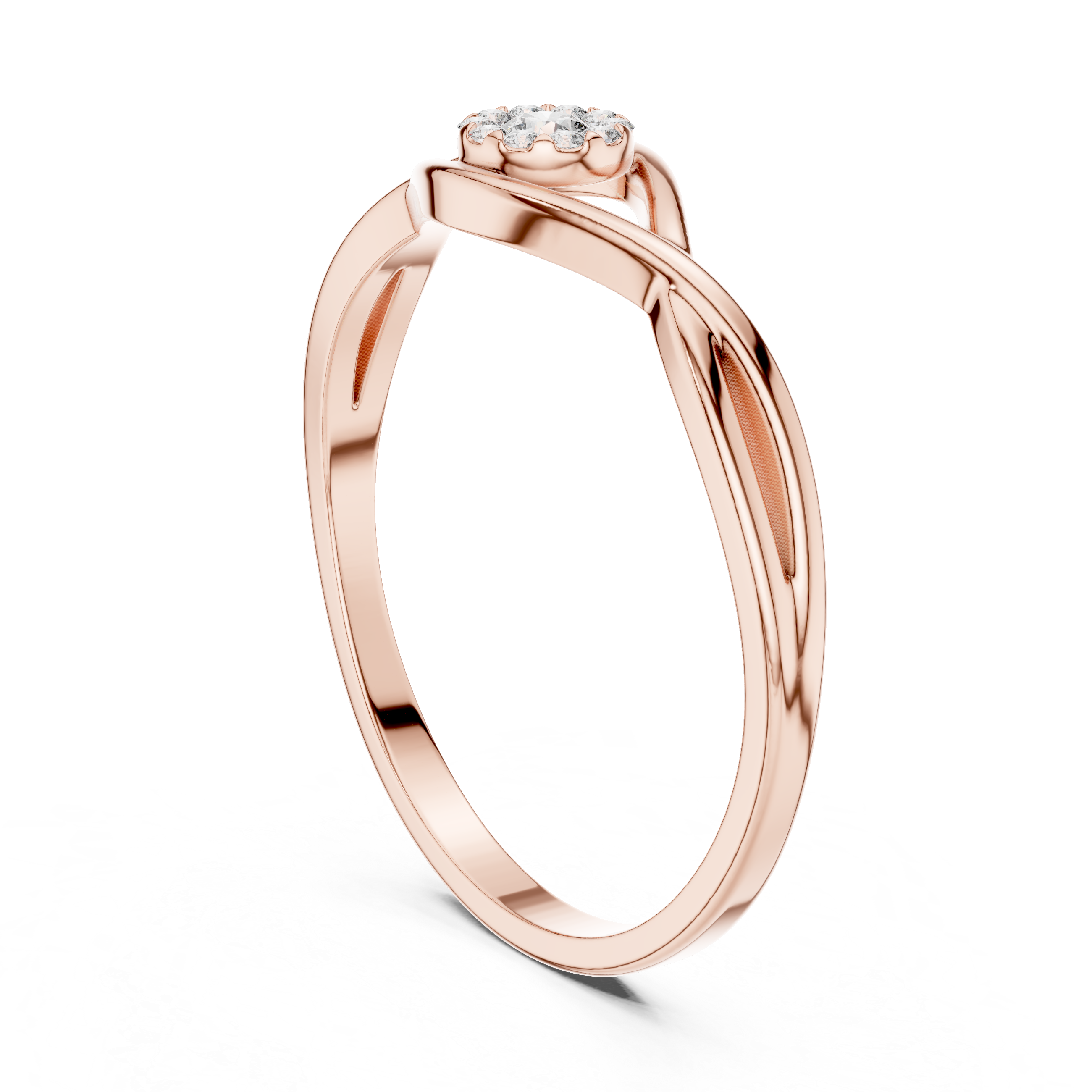 Modern Solitaire Illusion Diamond Ring in Rose Gold