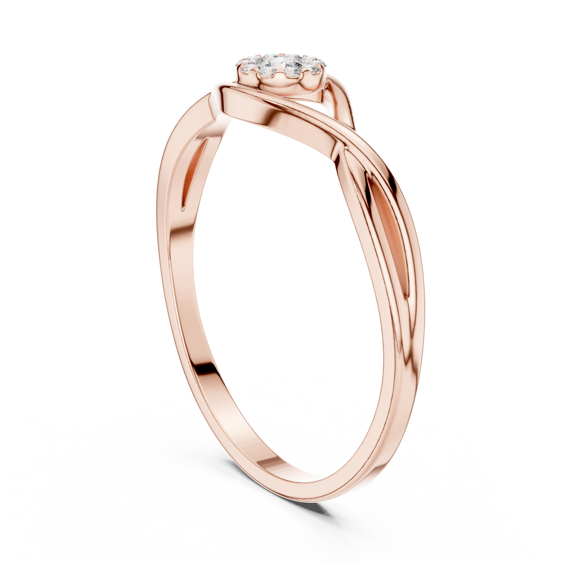 Modern Solitaire Illusion Diamond Ring in Rose Gold
