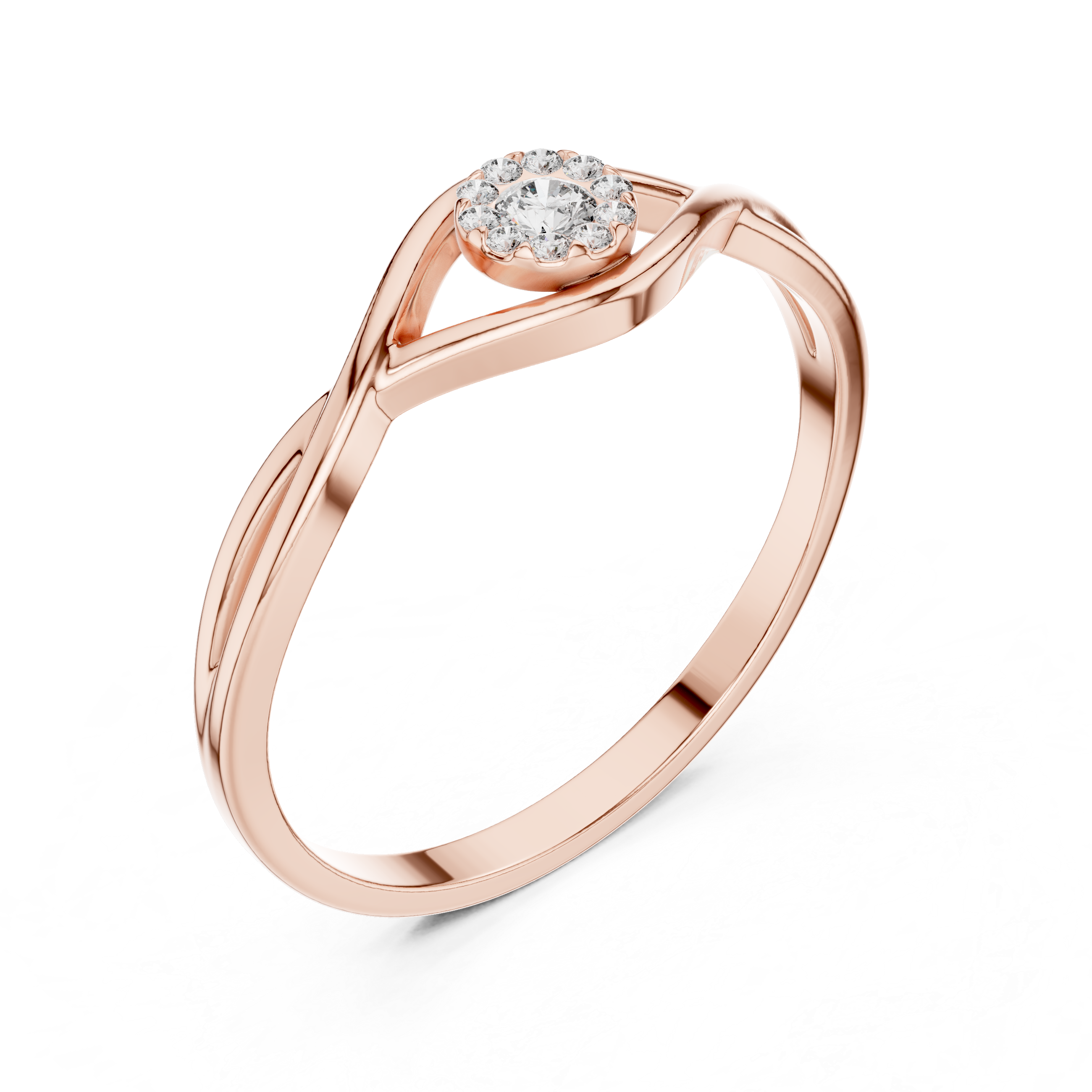 Modern Solitaire Illusion Diamond Ring in Rose Gold