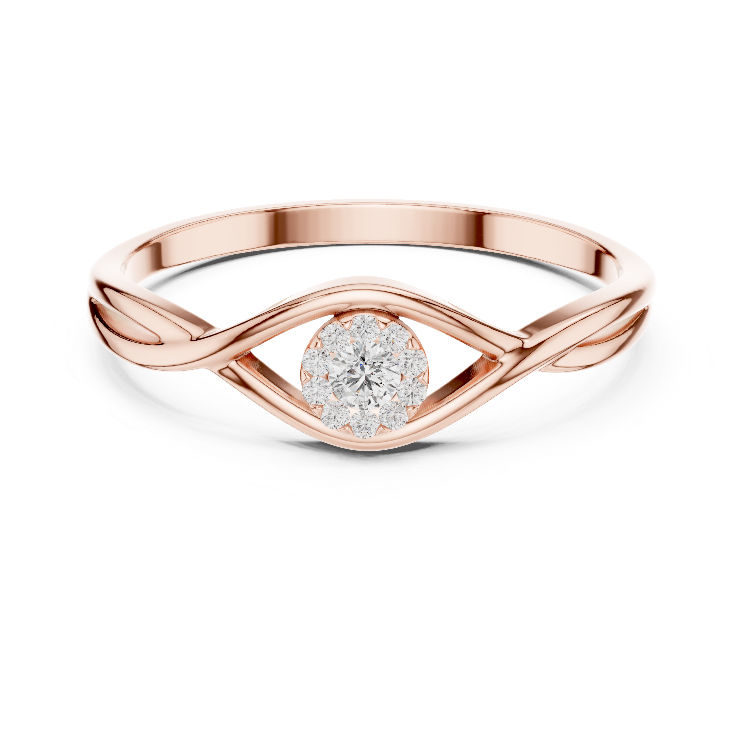 Modern Solitaire Illusion Diamond Ring in Rose Gold
